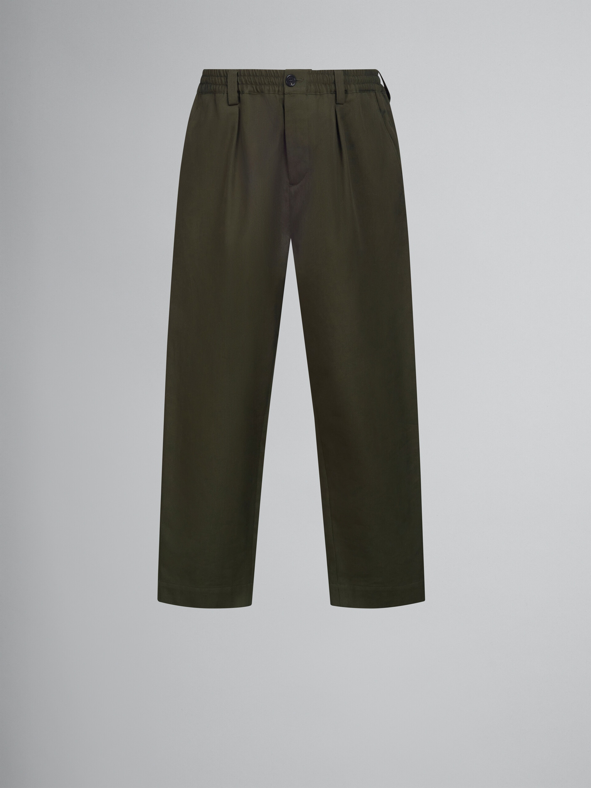CROPPED TROUSERS IN GREEN GABARDINE - 1