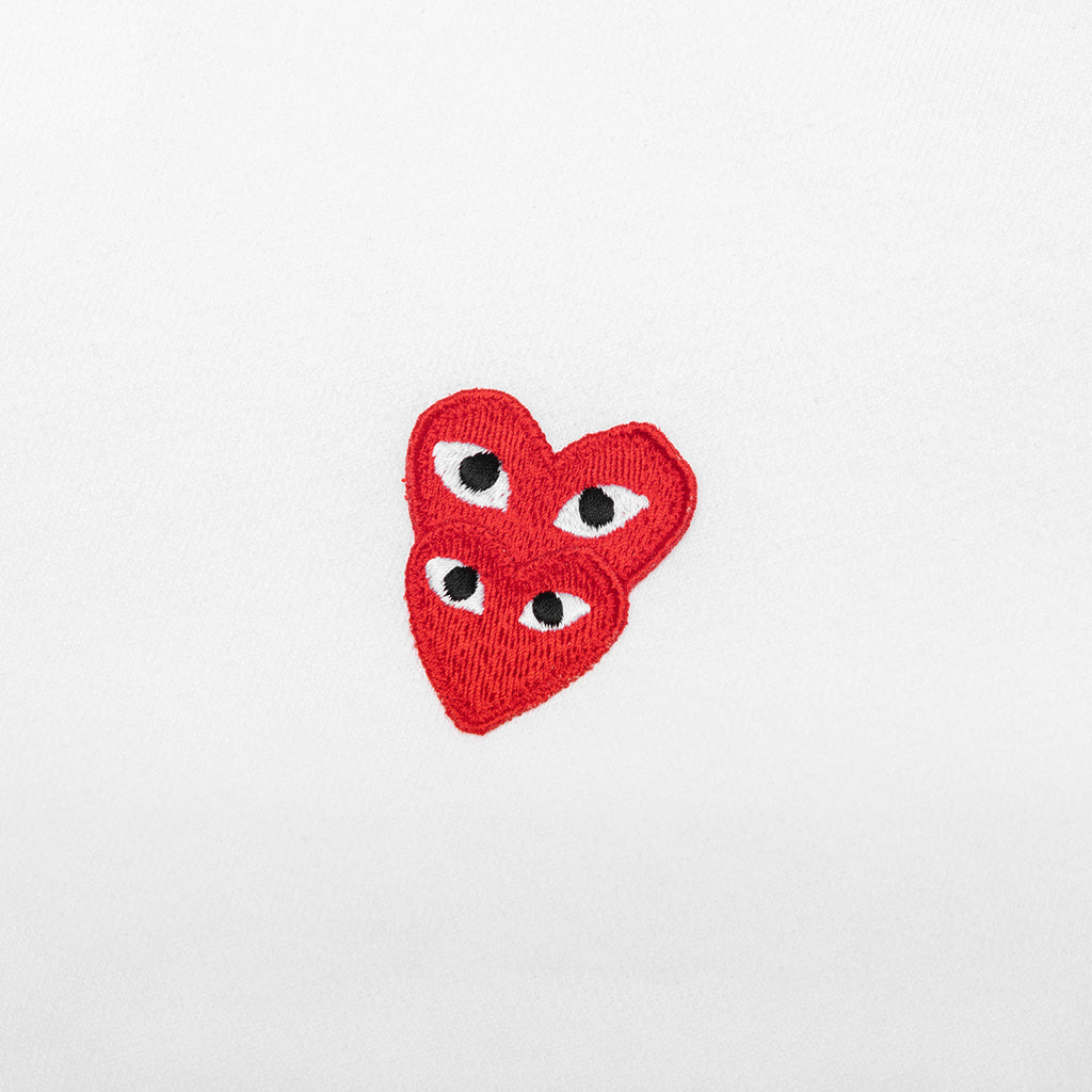 COMME DES GARCONS PLAY STACKED HEART HOODED SWEATSHIRT - WHITE - 3