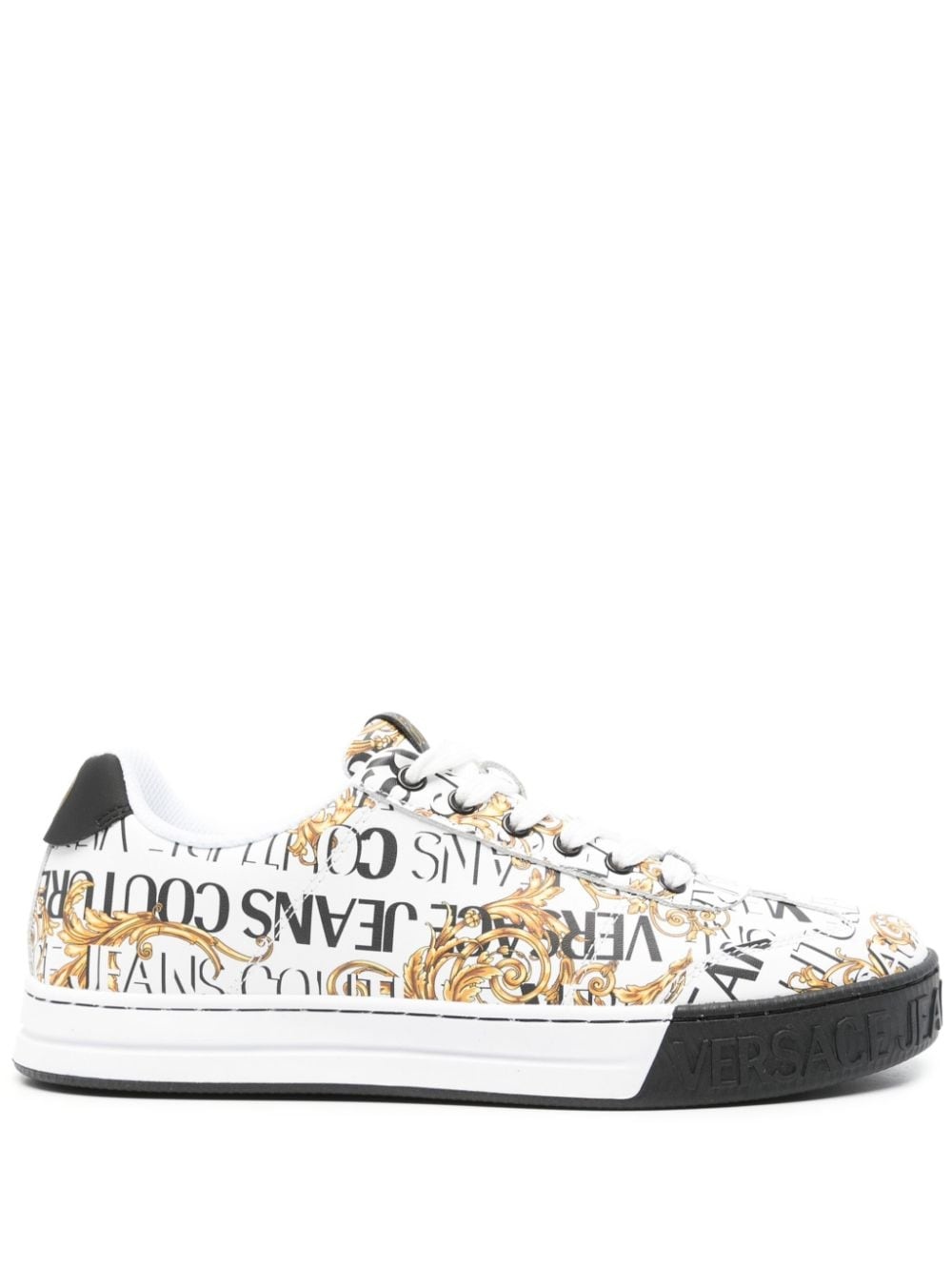 Barocco-print lace-up sneakers - 1
