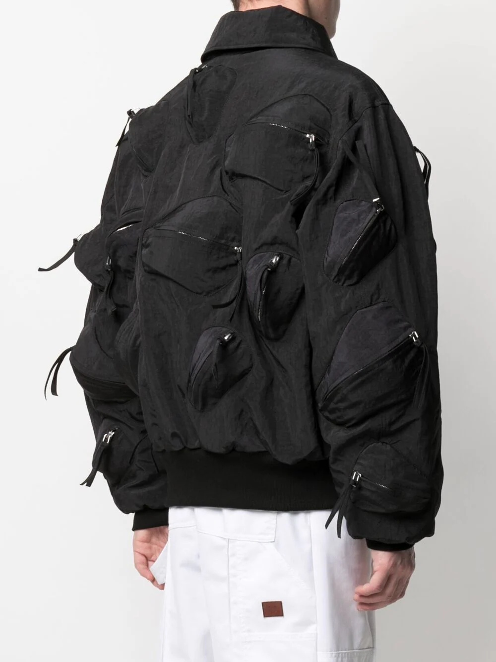 crinkled effect zip-up jacket - 4