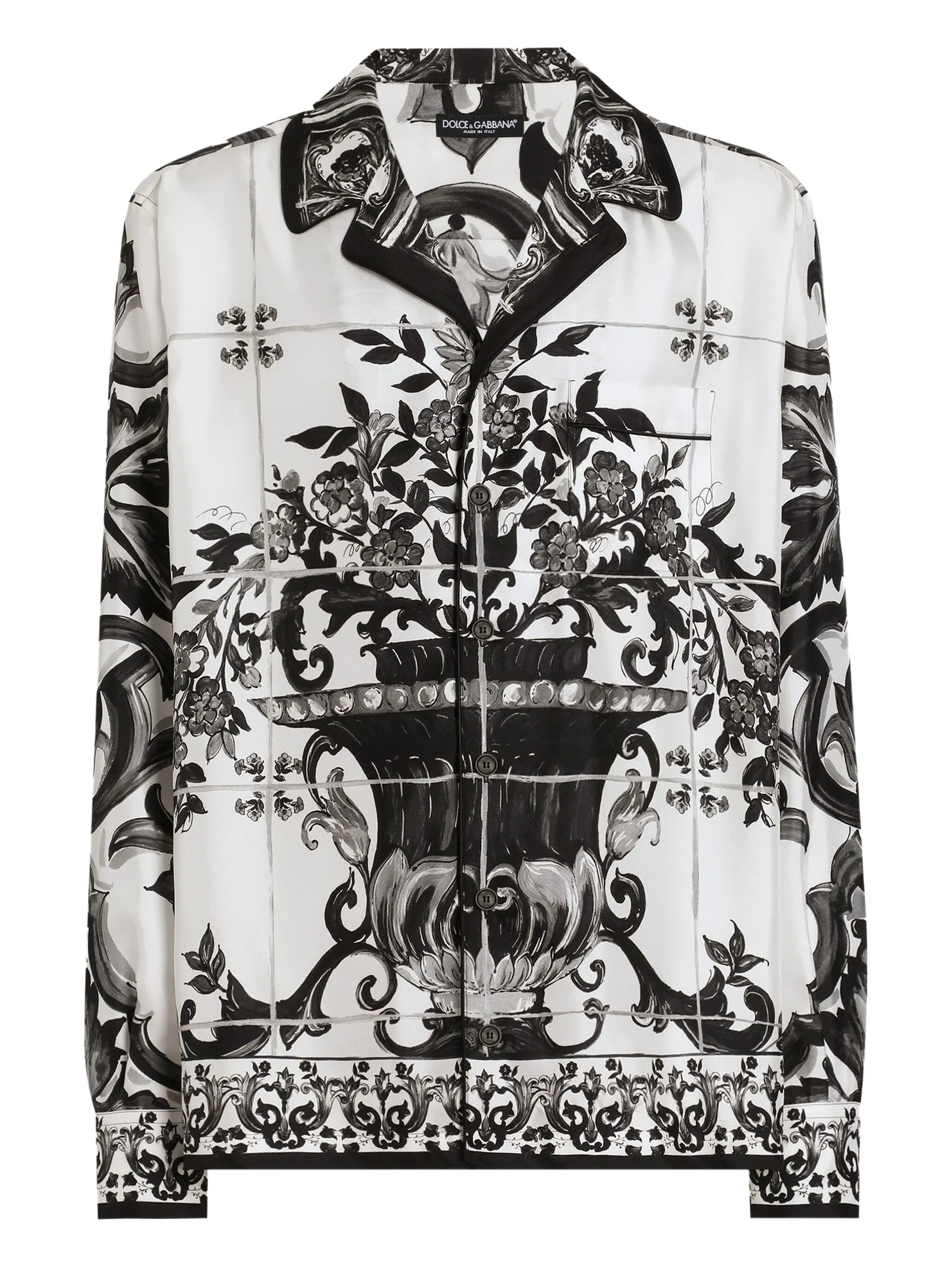 Majolica-print silk shirt - 1