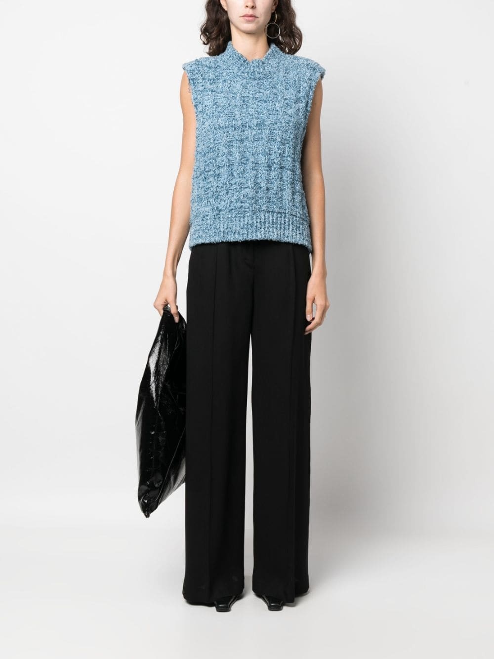 high-waisted wool-cotton palazzo pants - 2