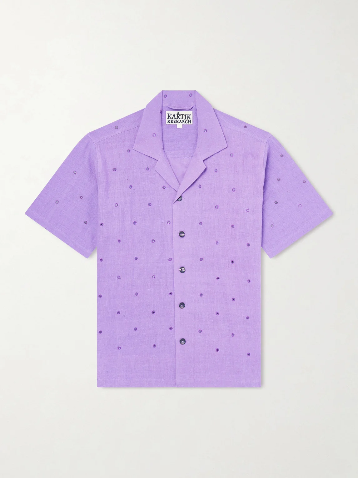 Camp-Collar Embellished Cotton Shirt - 1