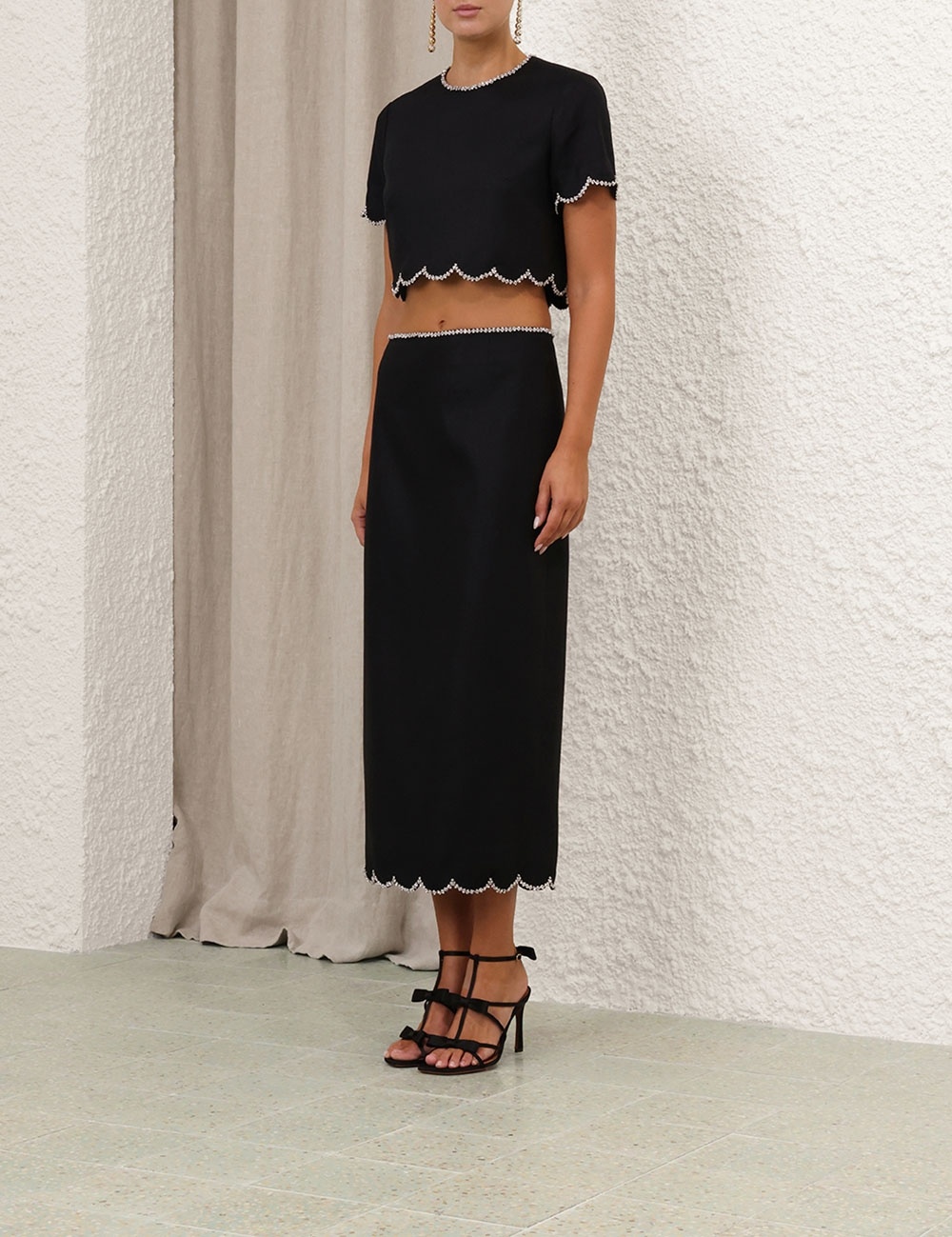 CRUSH SCALLOPED MIDI SKIRT - 8
