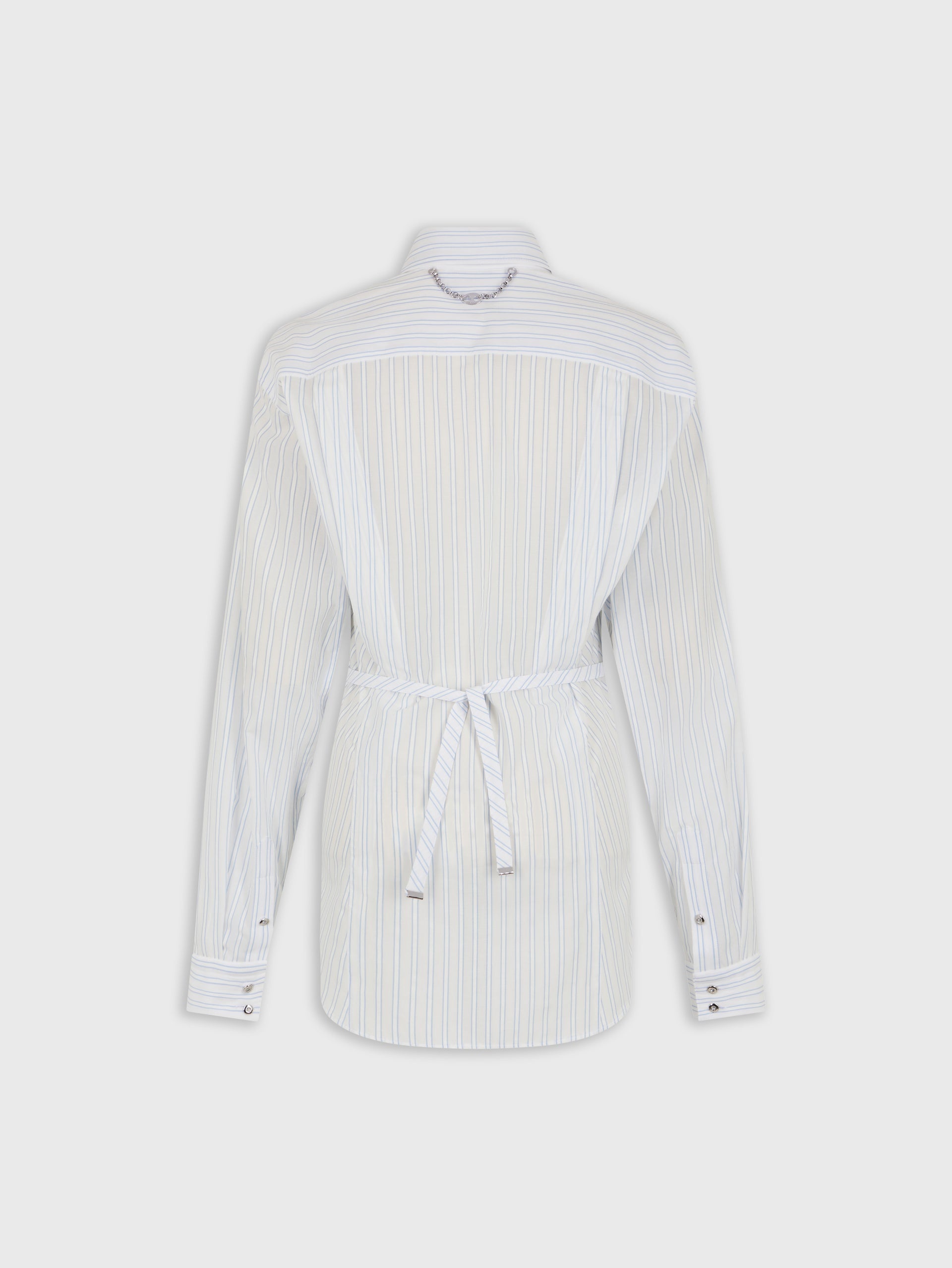 WHITE STRIPED SHIRT IN COTTON POPLIN - 5