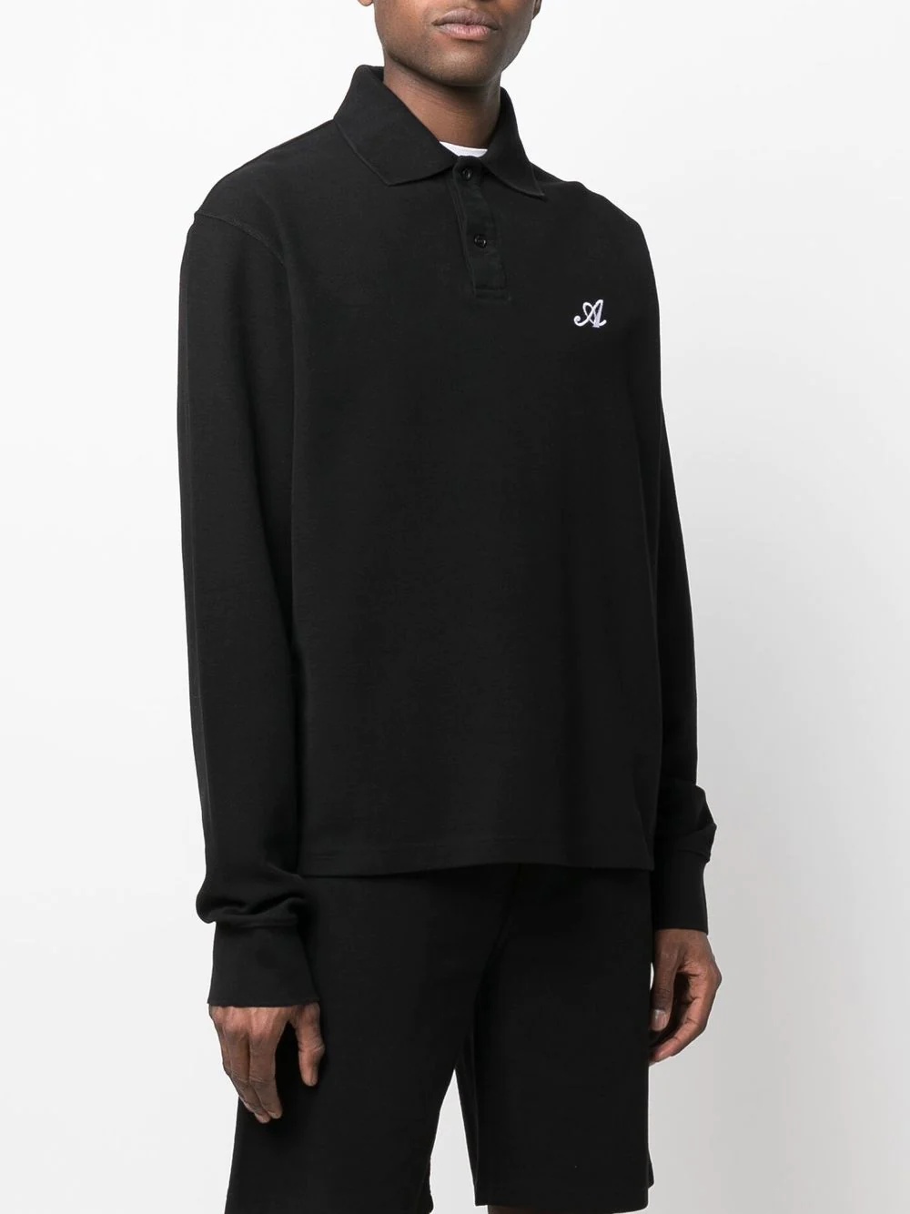 logo-print long-sleeved polo shirt - 3