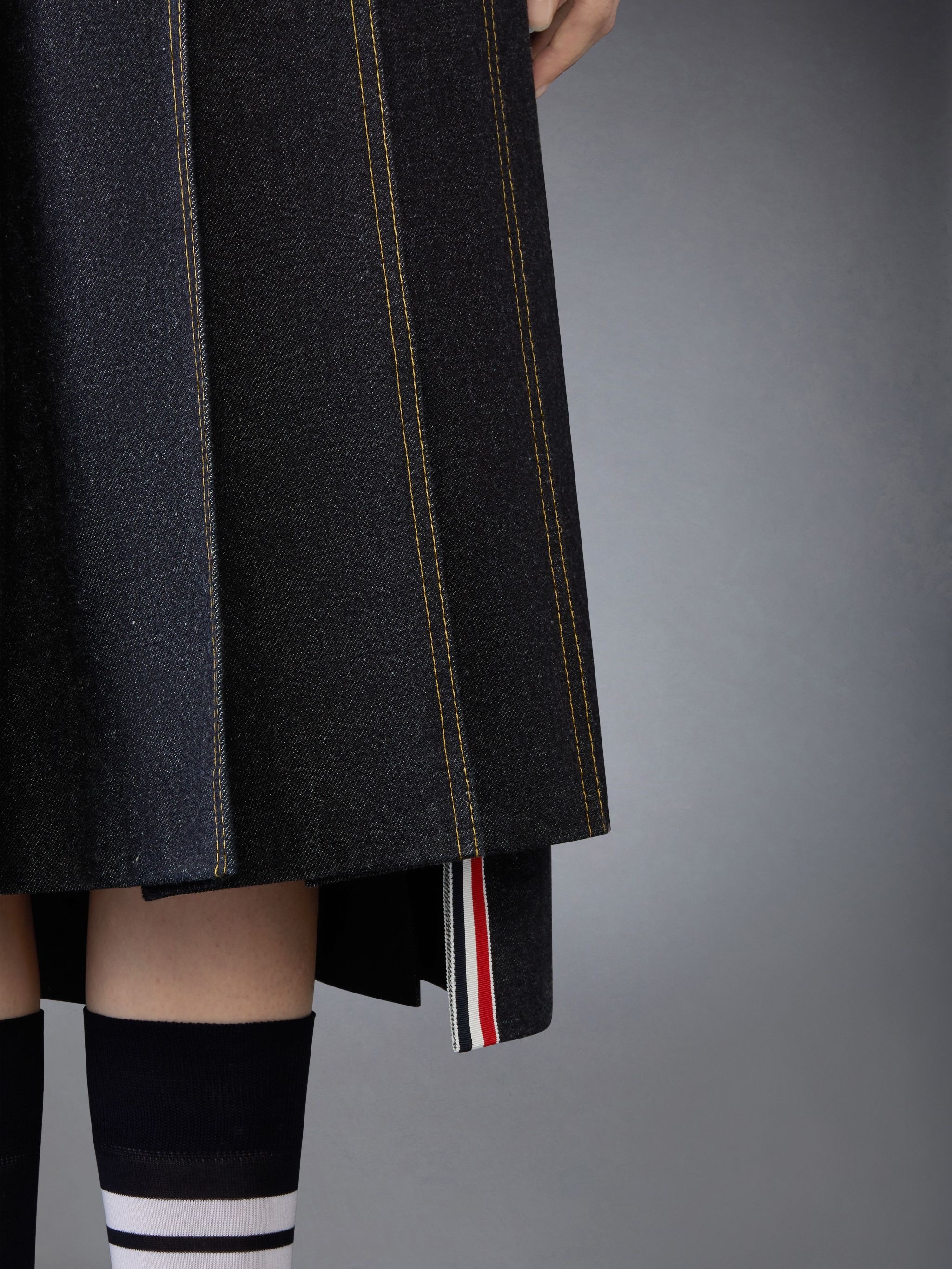 LUNAR NEW YEAR DENIM PLEATED SKIRT - 5
