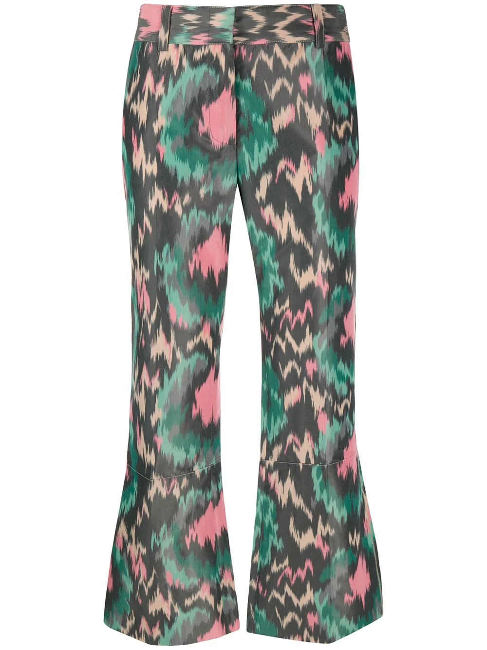 abstract print flared trousers - 1