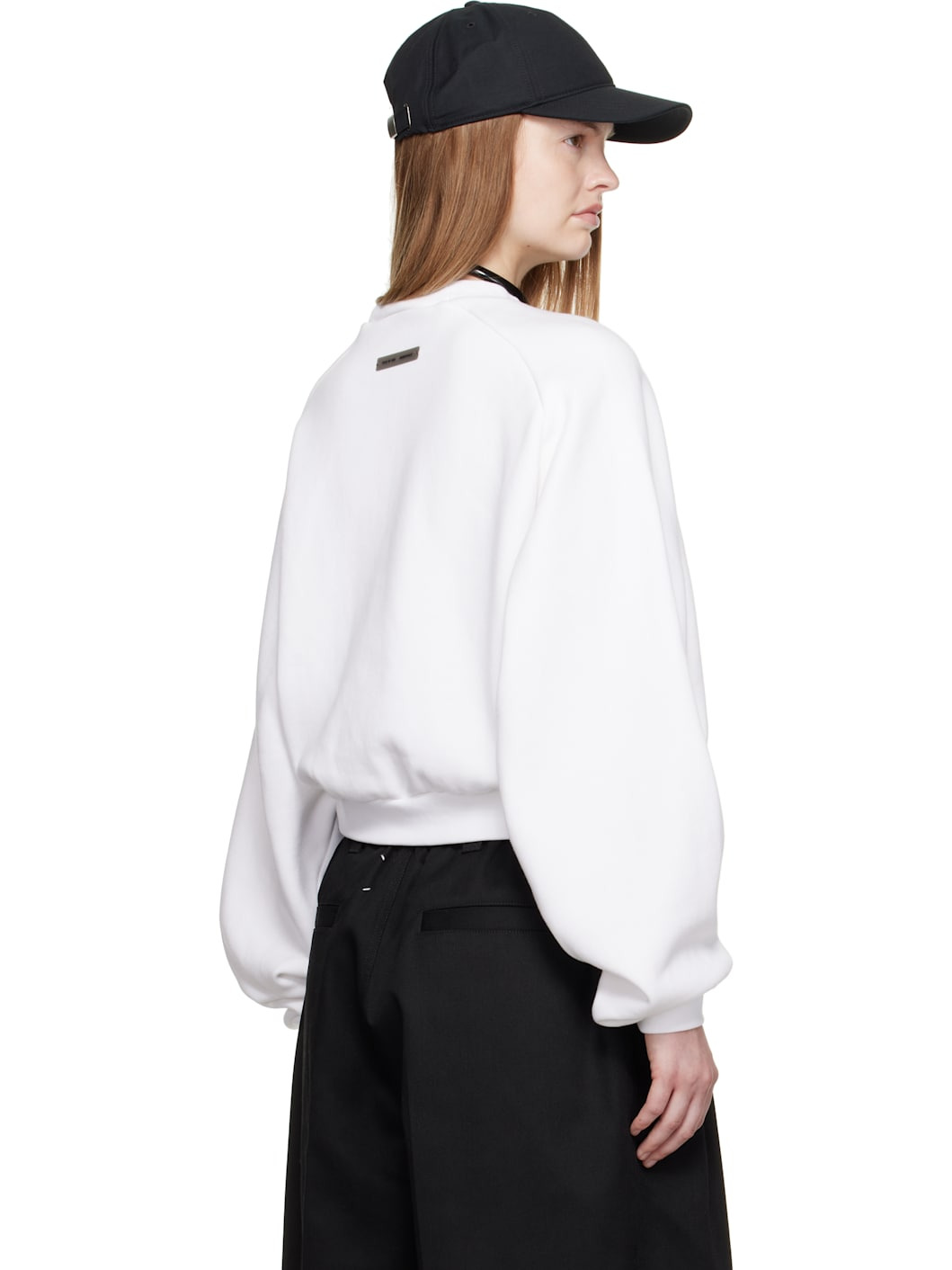 White Fleece Raglan Crewneck Sweatshirt - 3