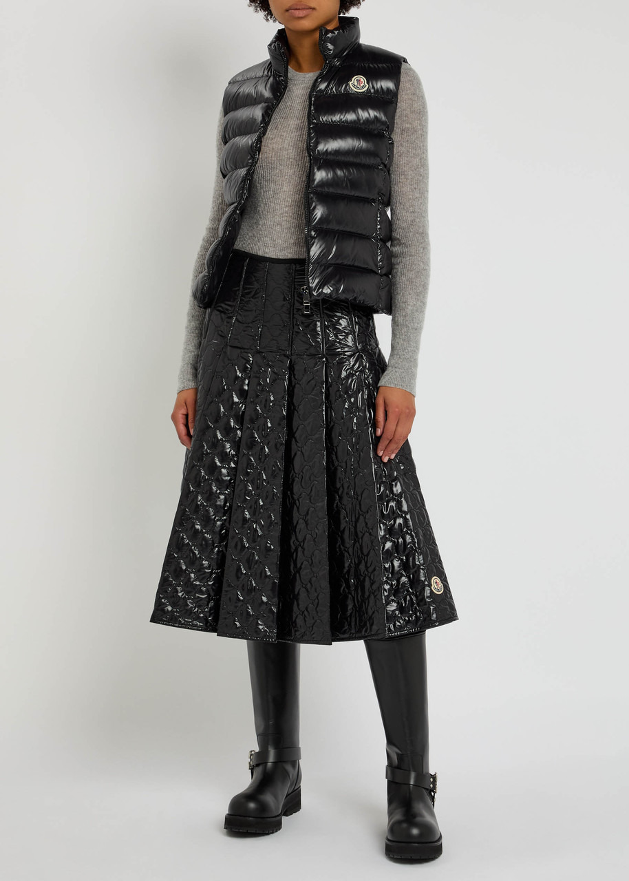 Moncler Gonna Quilted Pleated Shell Midi Skirt - 4