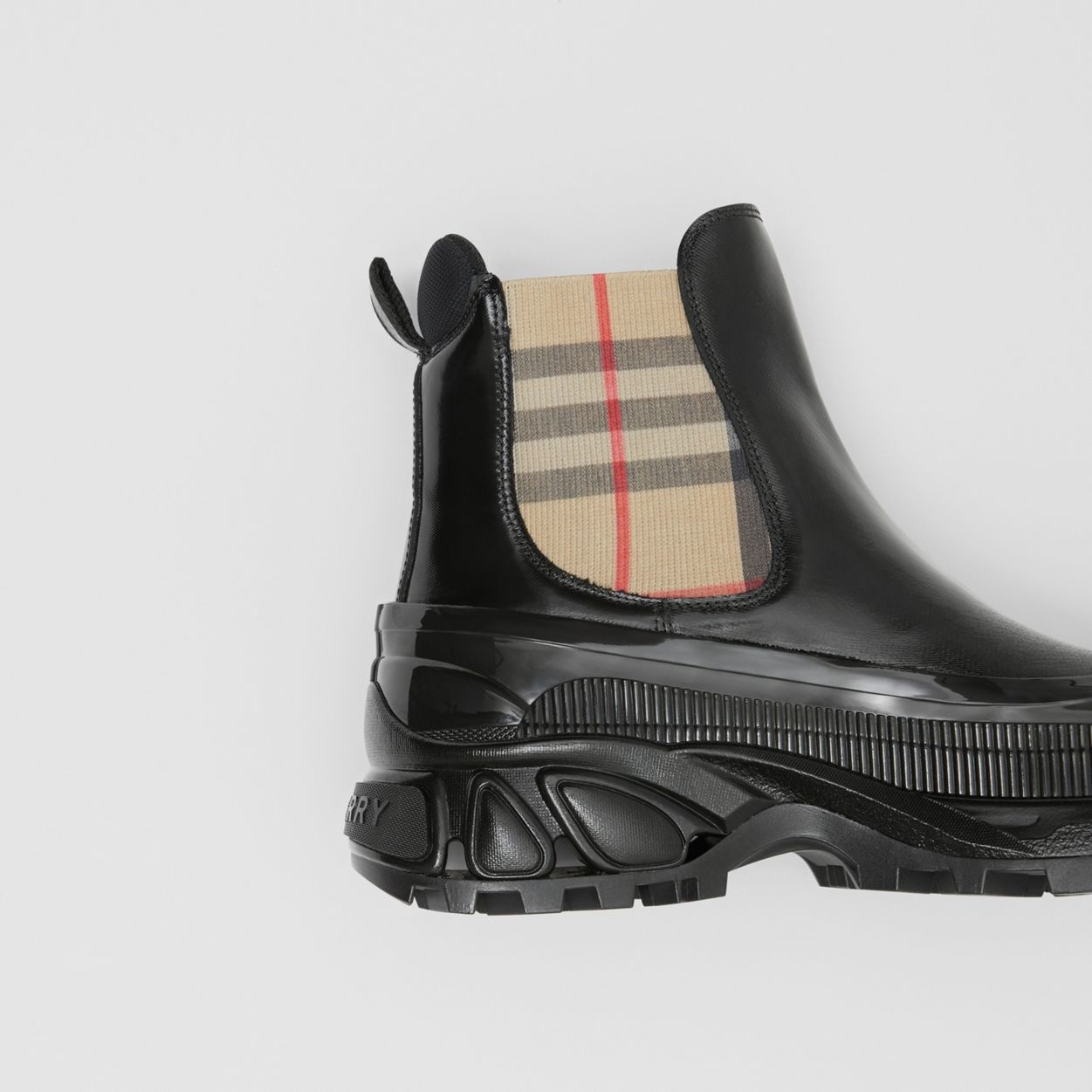 Vintage Check Detail Coated Canvas Chelsea Boots - 3