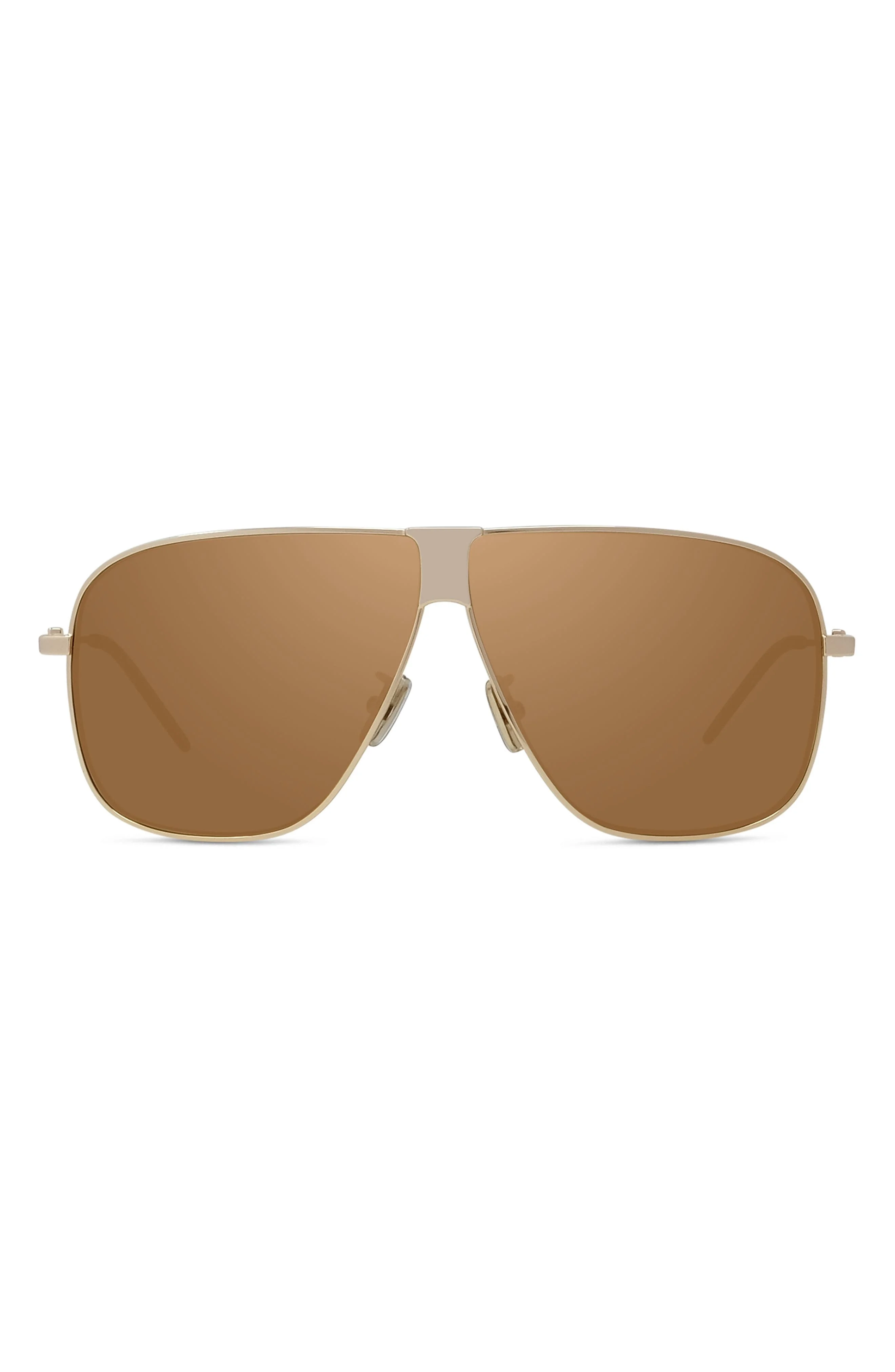Givenchy GV Speed 64mm Oversize Mirrored Pilot Sunglasses in Shiny Endura Gold /Brown at Nordstrom - 1