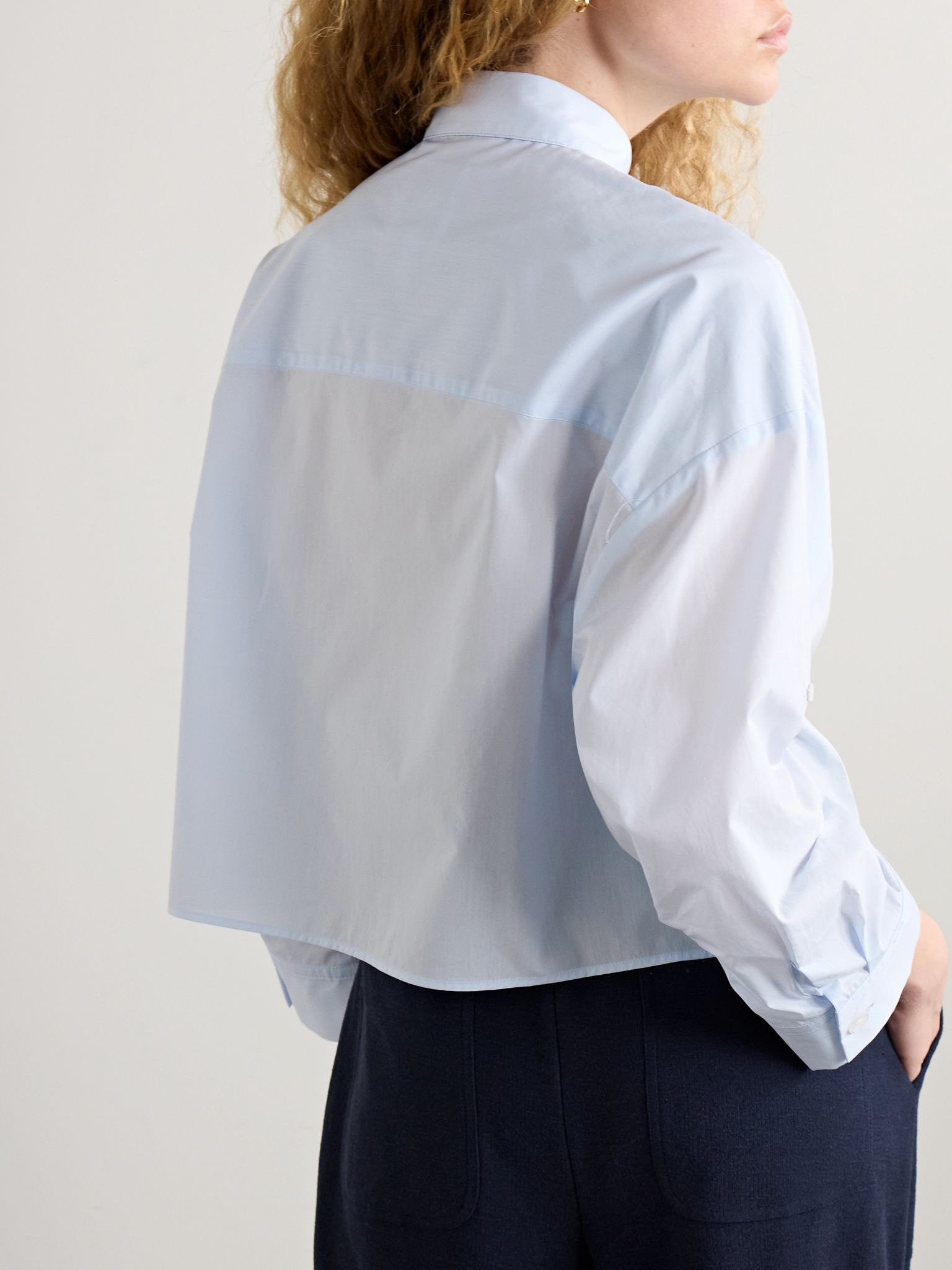 Next Ex cropped cotton-poplin shirt Light blue - 4