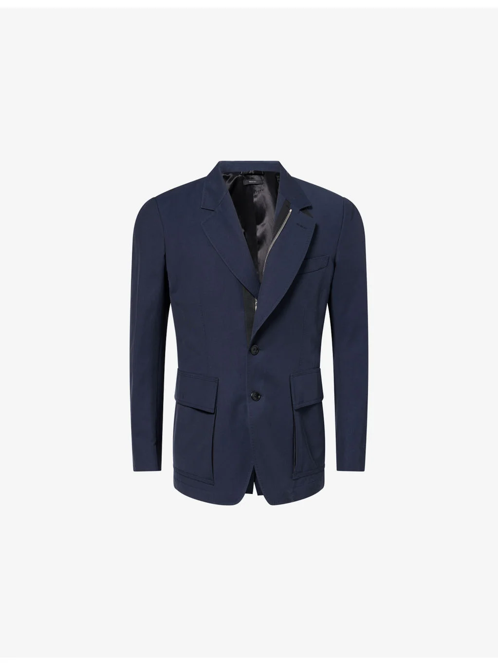 Single-Breasted Zip-Up Cotton-Twill Blazer - 1