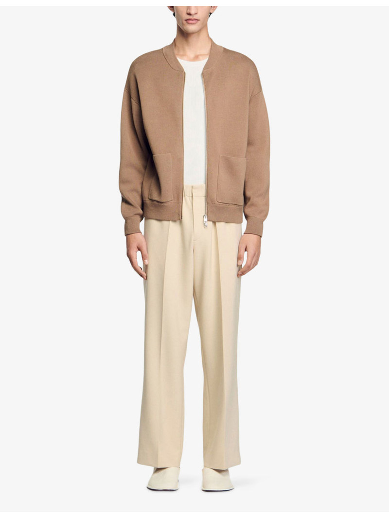 Sandro Ribbed-Collar Regular-Fit Cotton-Blend Knitted Jacket outlook