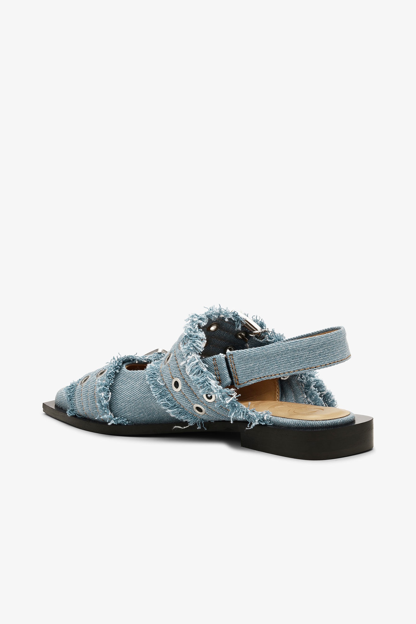 DENIM CHARMS FEMININE BUCKLE BALLERINAS - 3