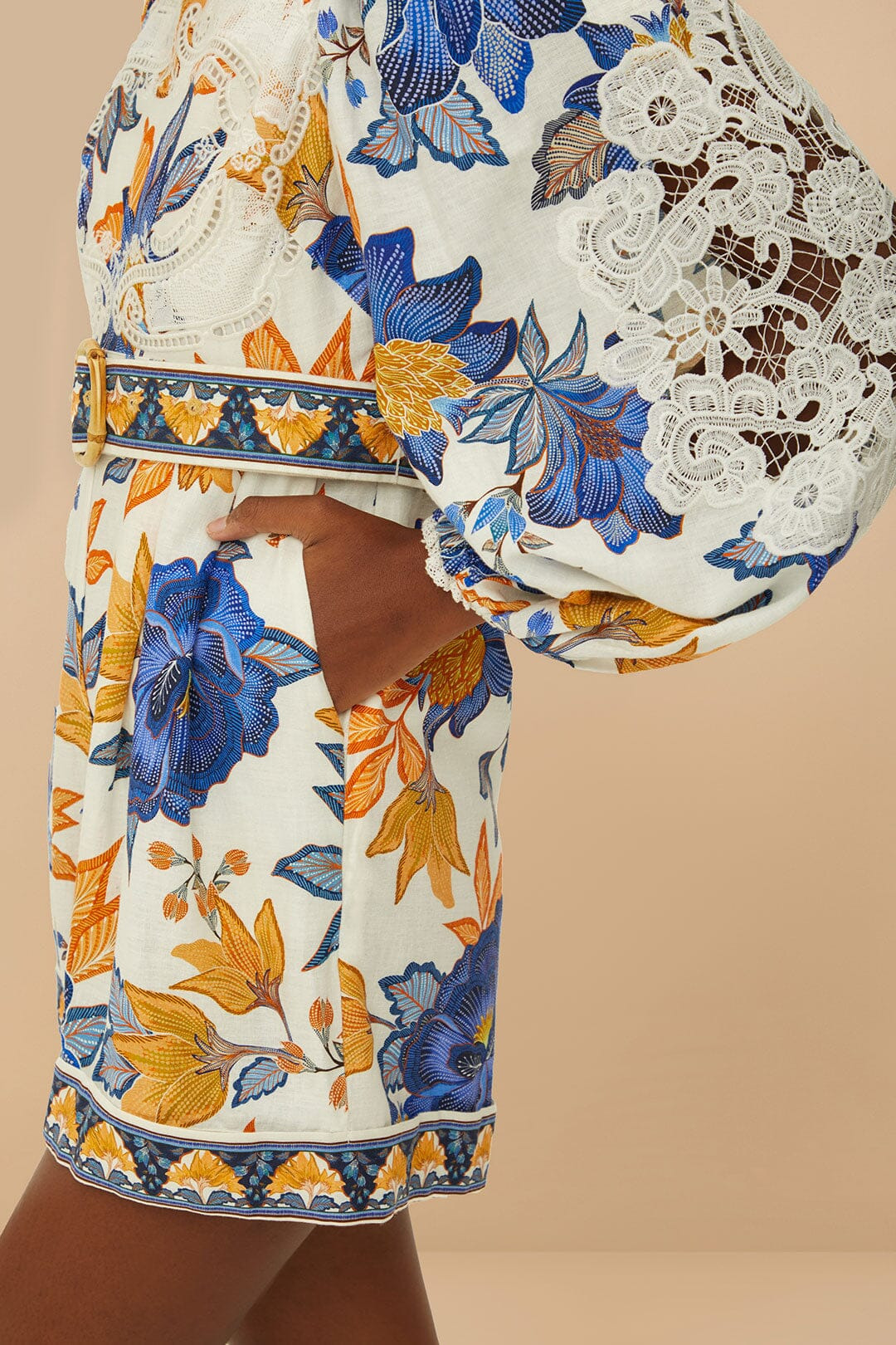 Off-White Summer Flowers Lenzing™ Ecovero™ Euroflax™ Romper - 2