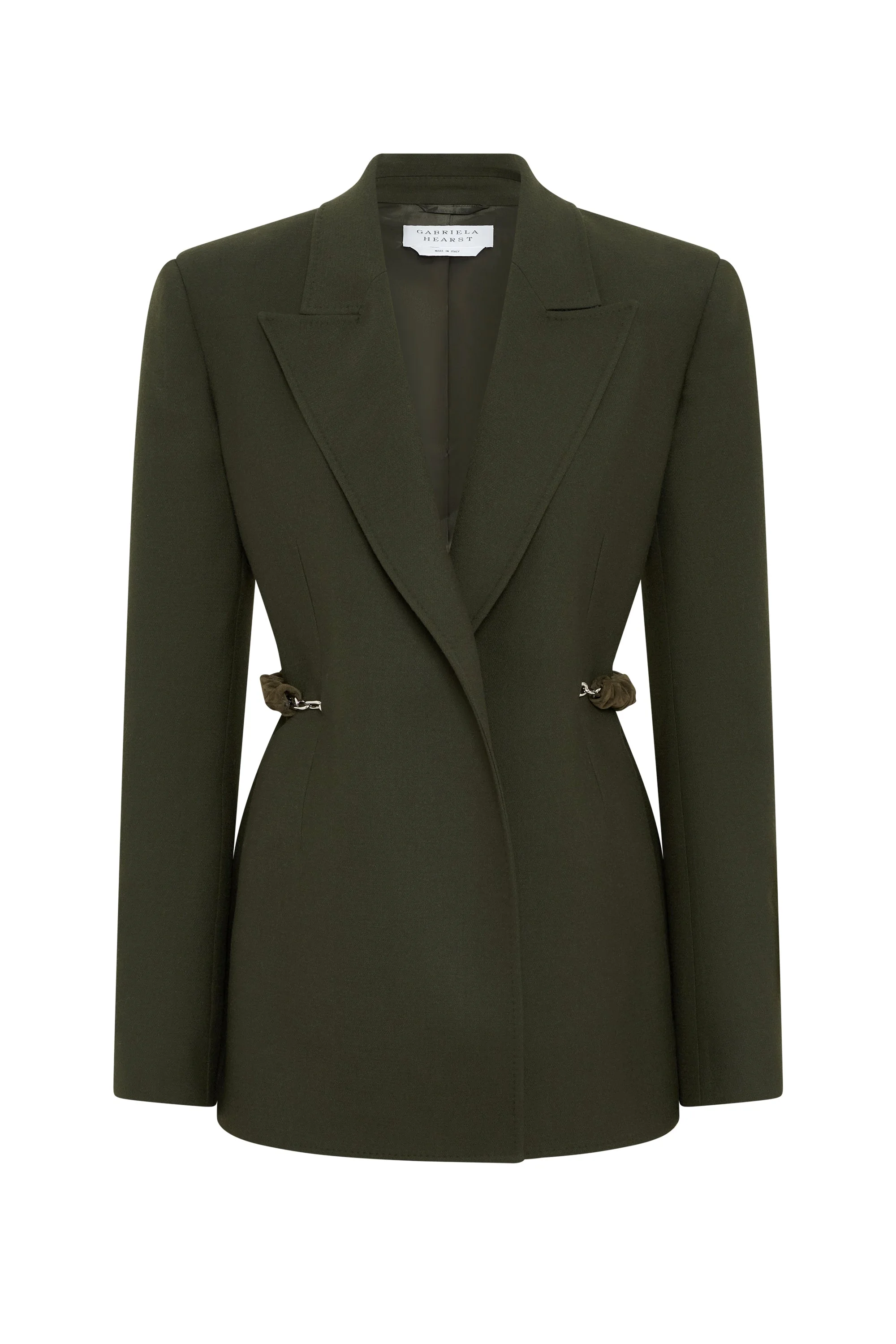Epona Chain Blazer in Deep Olive Recycled Virgin Wool - 1