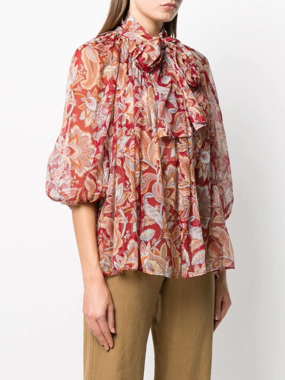 paisley print fluted blouse - 3