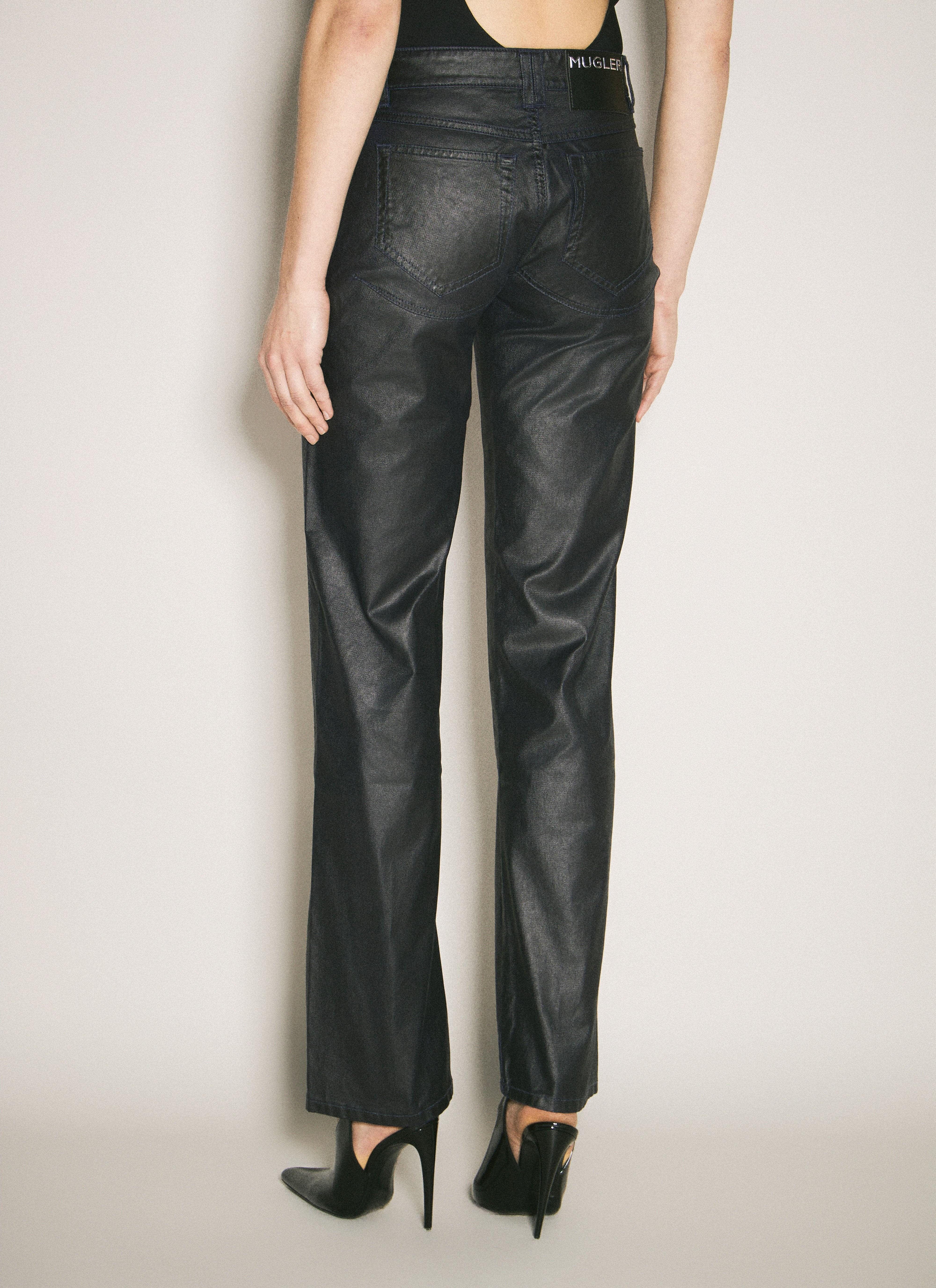 Mugler Women Waxed Straight Leg Pants - 5