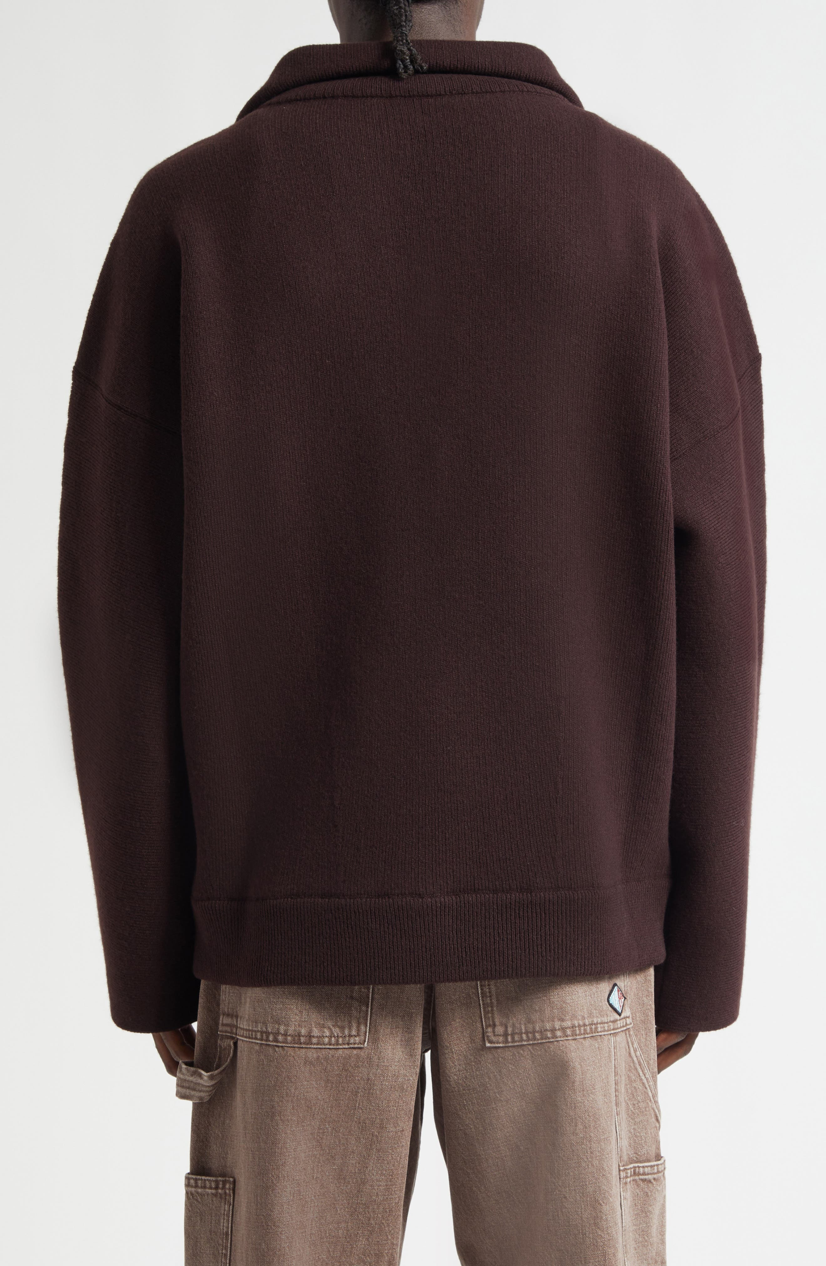Bottega Veneta Chunky Compact Wool Blend V-Neck Sweater in 2046 Ebony at Nordstrom - 3