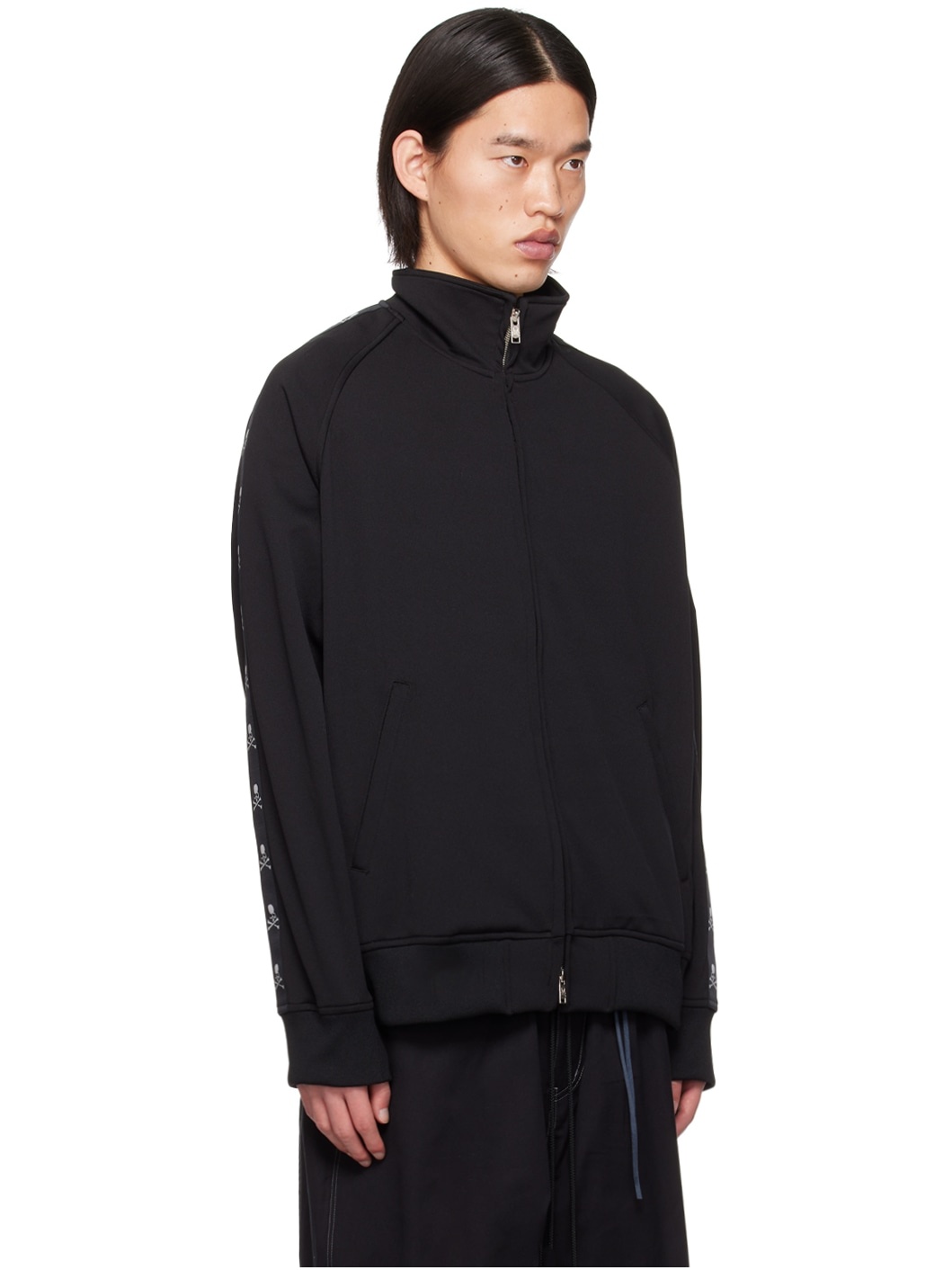 Black Raglan Sleeve Track Jacket - 2