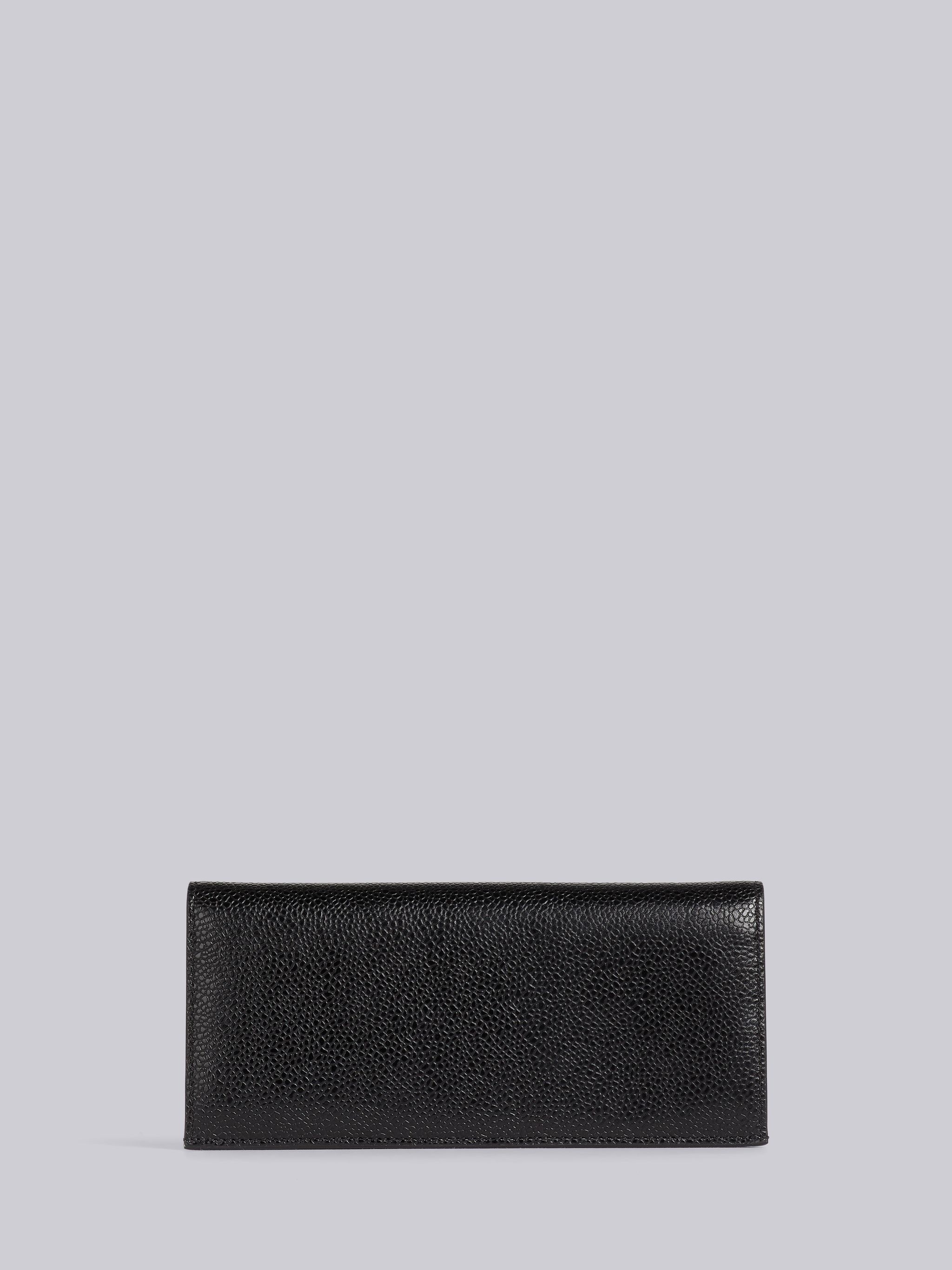 Black Pebble Grain Leather Debossed 4-Bar Long Jacket Wallet 4