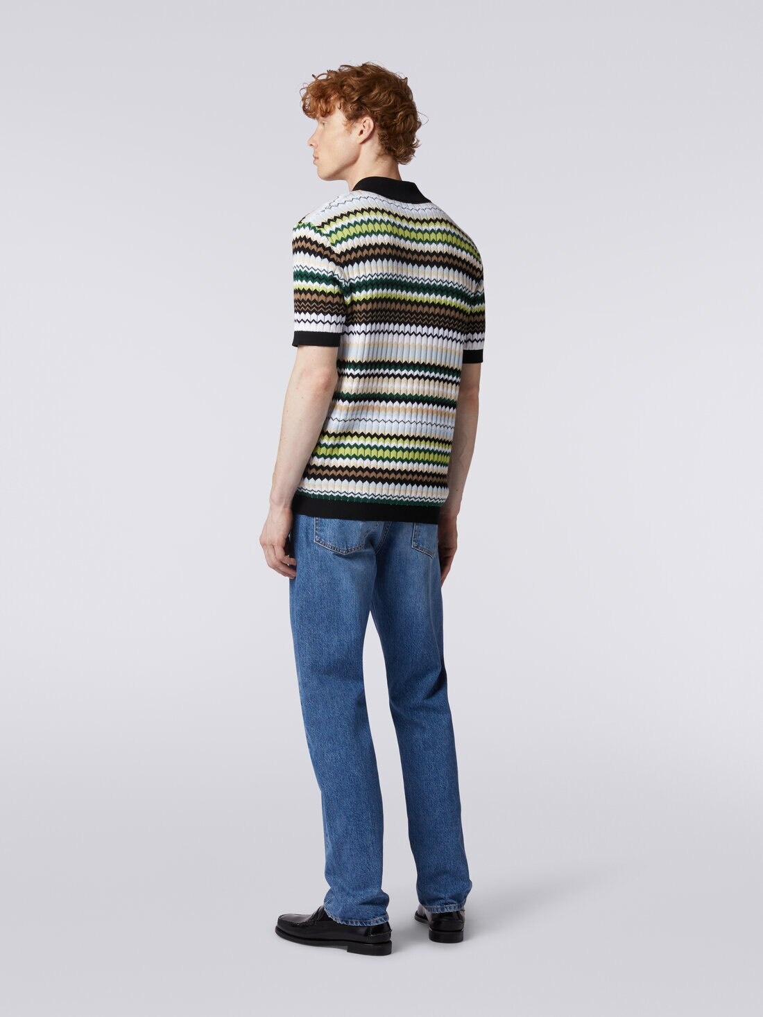 Five-pocket trousers in denim with zigzag insert - 4