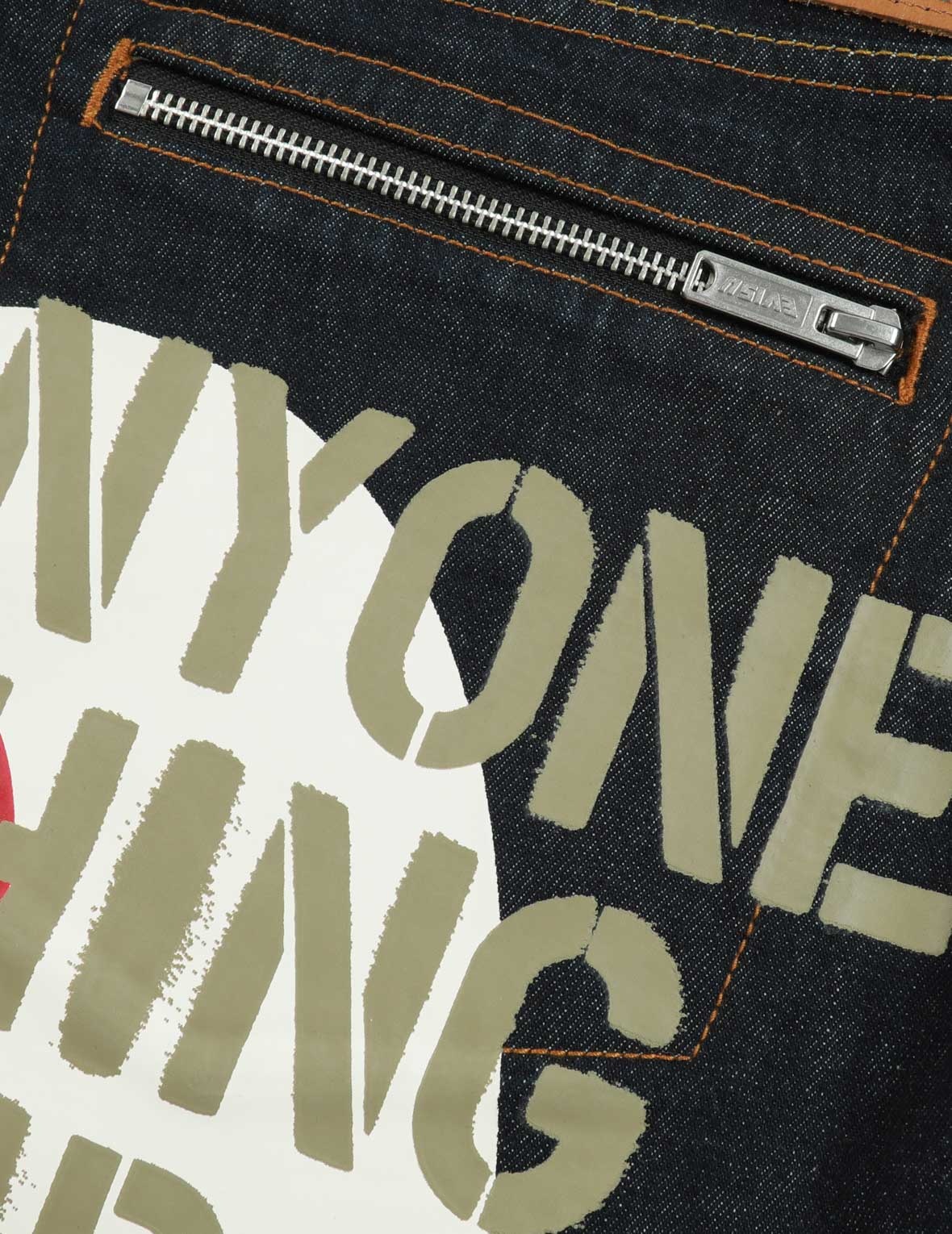 STENCIL SLOGAN AND LAYERED DAICOCK PRINT CARROT-FIT JEANS #2017 - 7