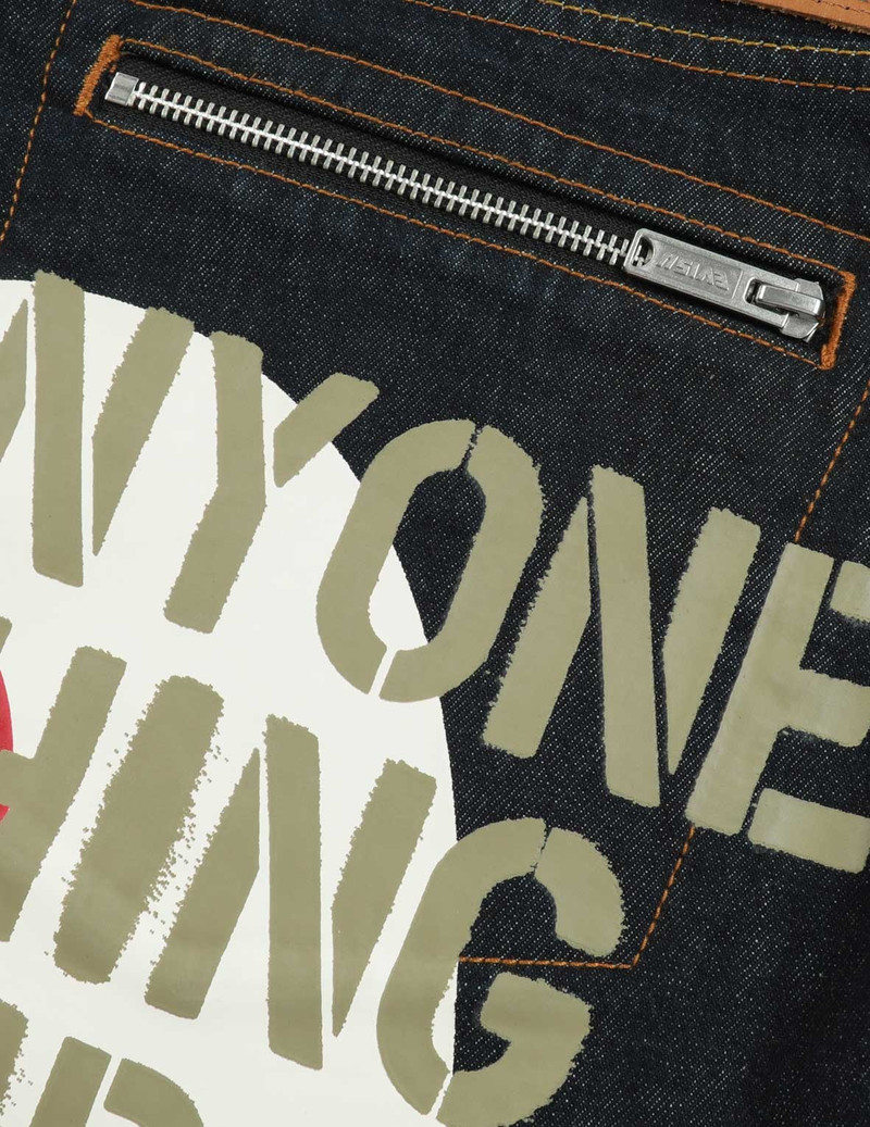 STENCIL SLOGAN AND LAYERED DAICOCK PRINT CARROT-FIT JEANS #2017 7