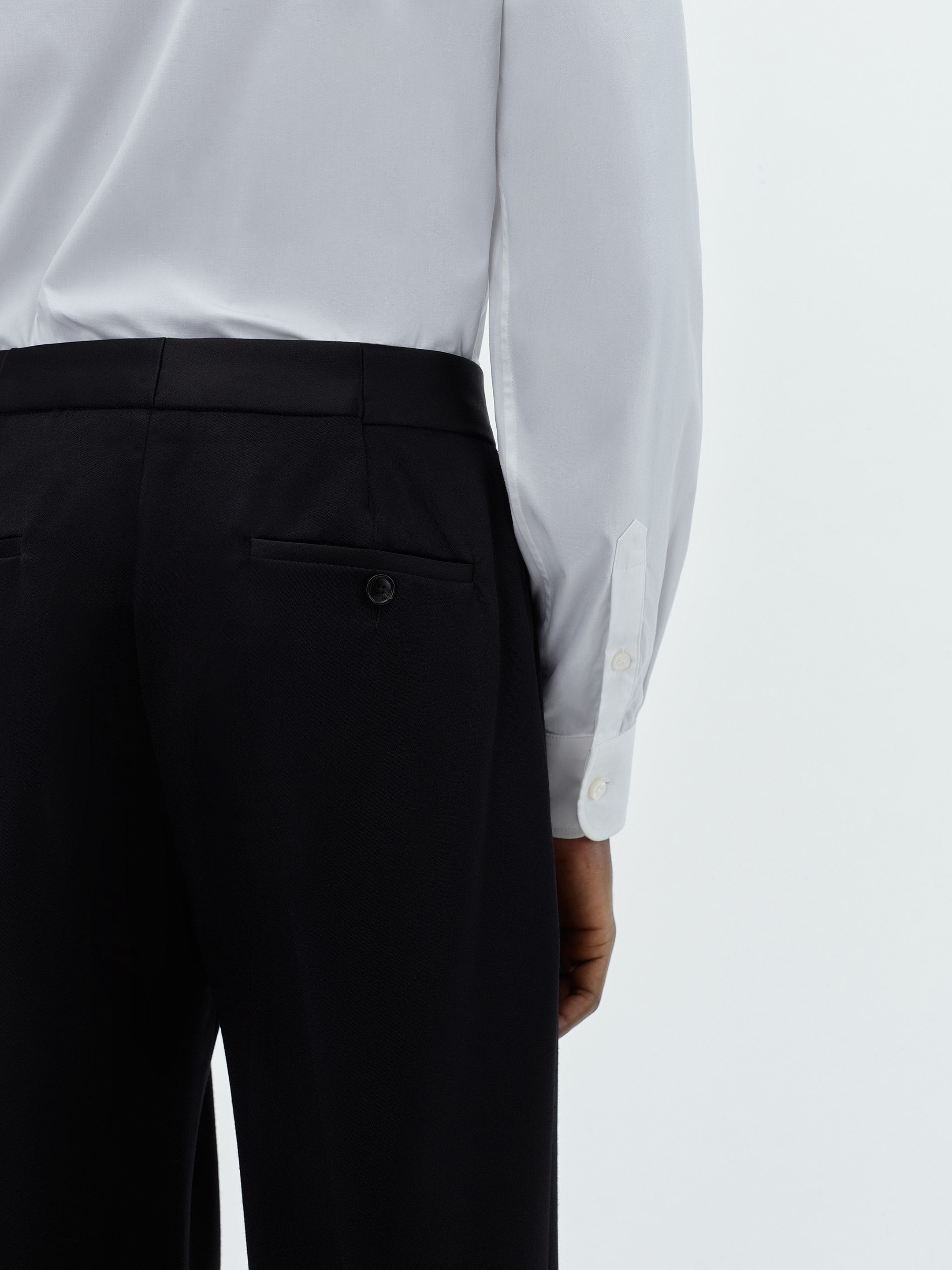 DOUBLE PLEAT TUXEDO PANT-BLACK - 6