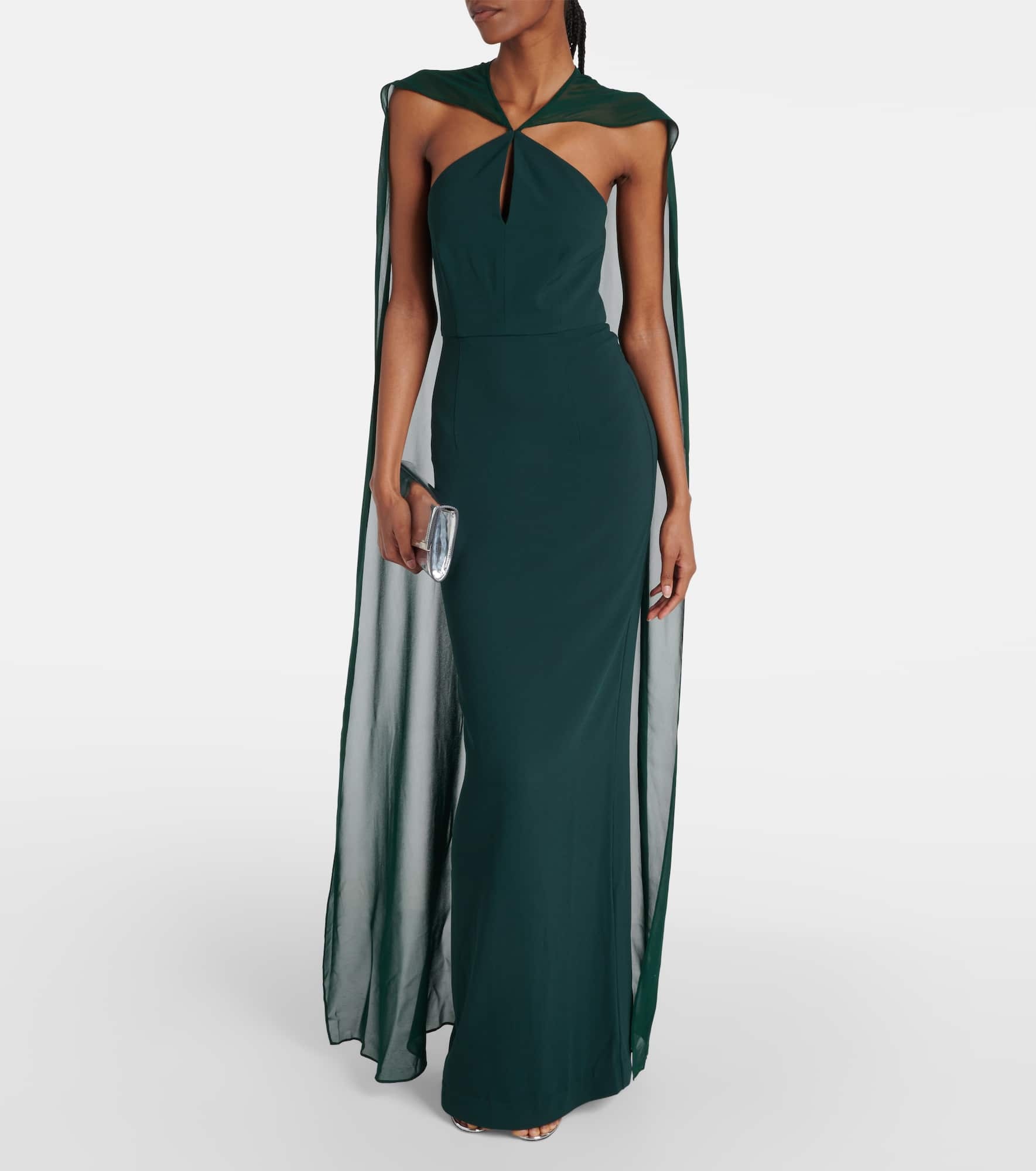 Caped satin crêpe gown - 2