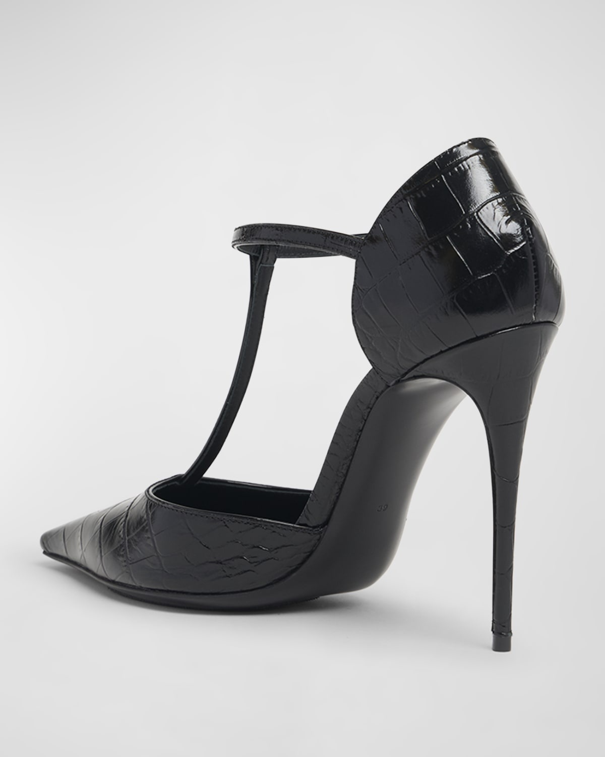 Croco T-Strap Stiletto Pumps - 4