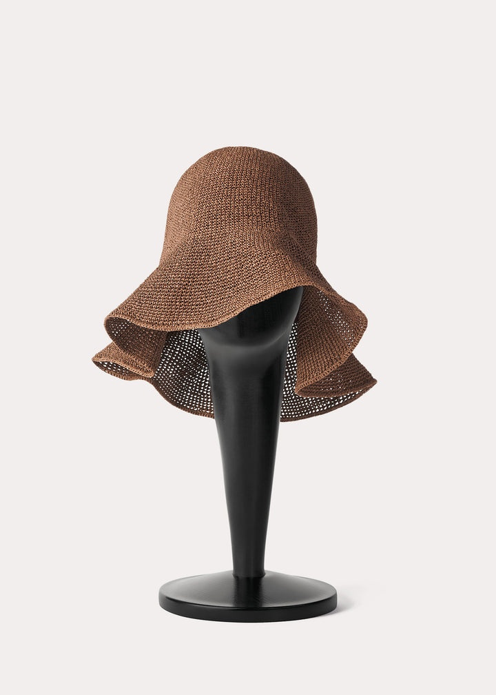 Paper straw hat sun bleached brown - 3