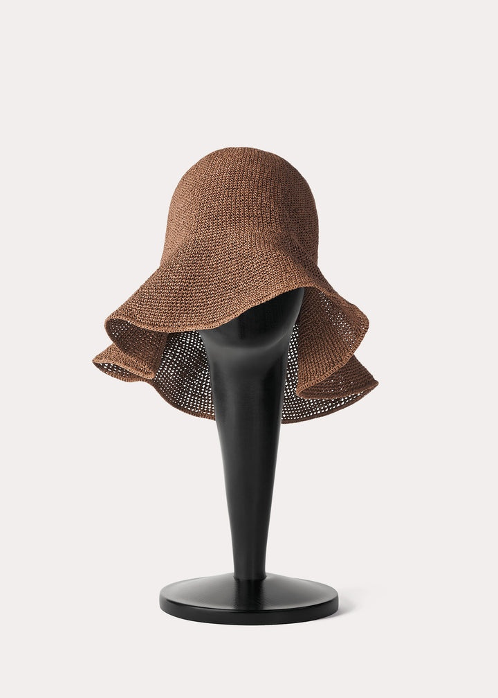 Paper straw hat sun bleached brown - 3