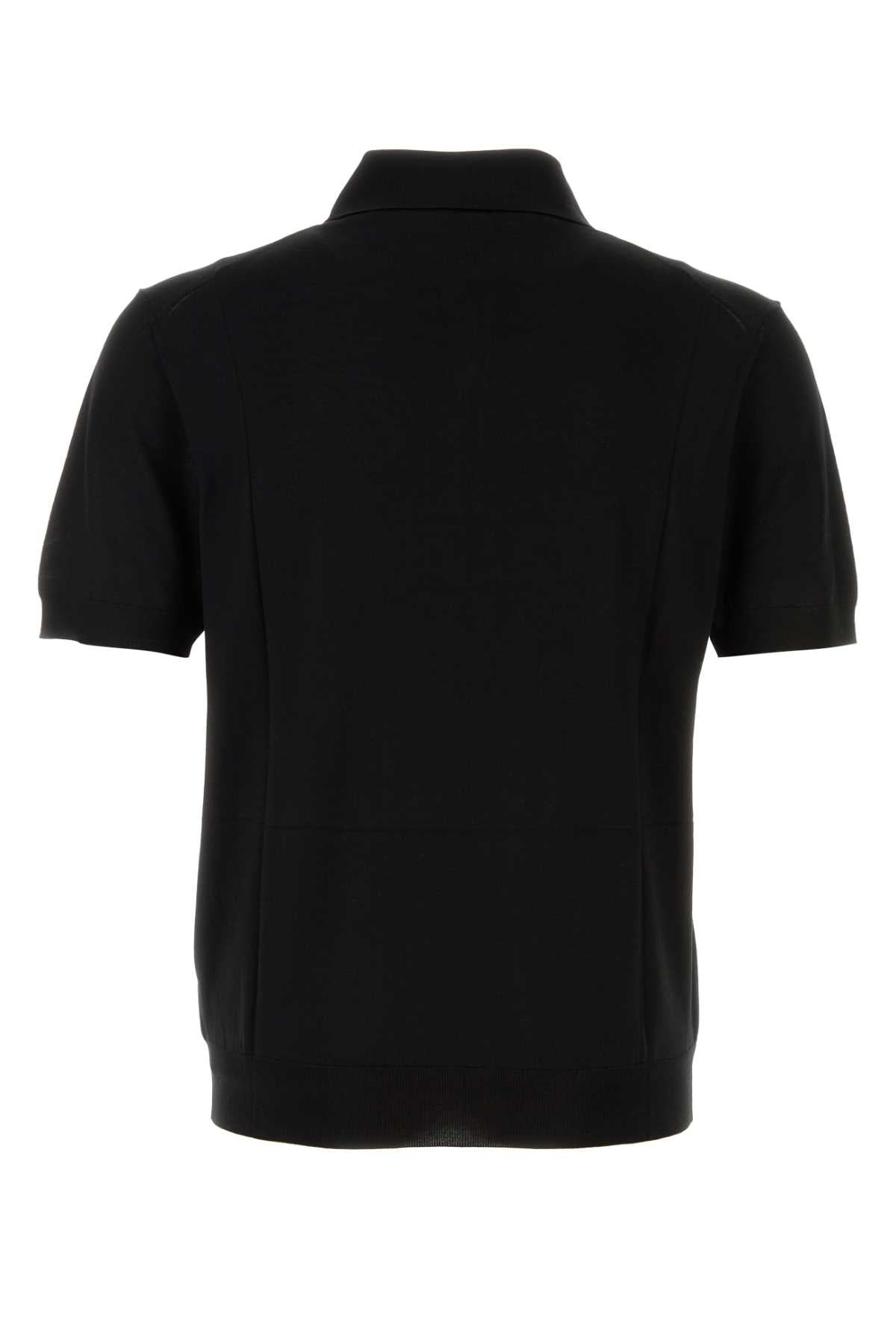 Prada Men Black Silk Polo Shirt - 2