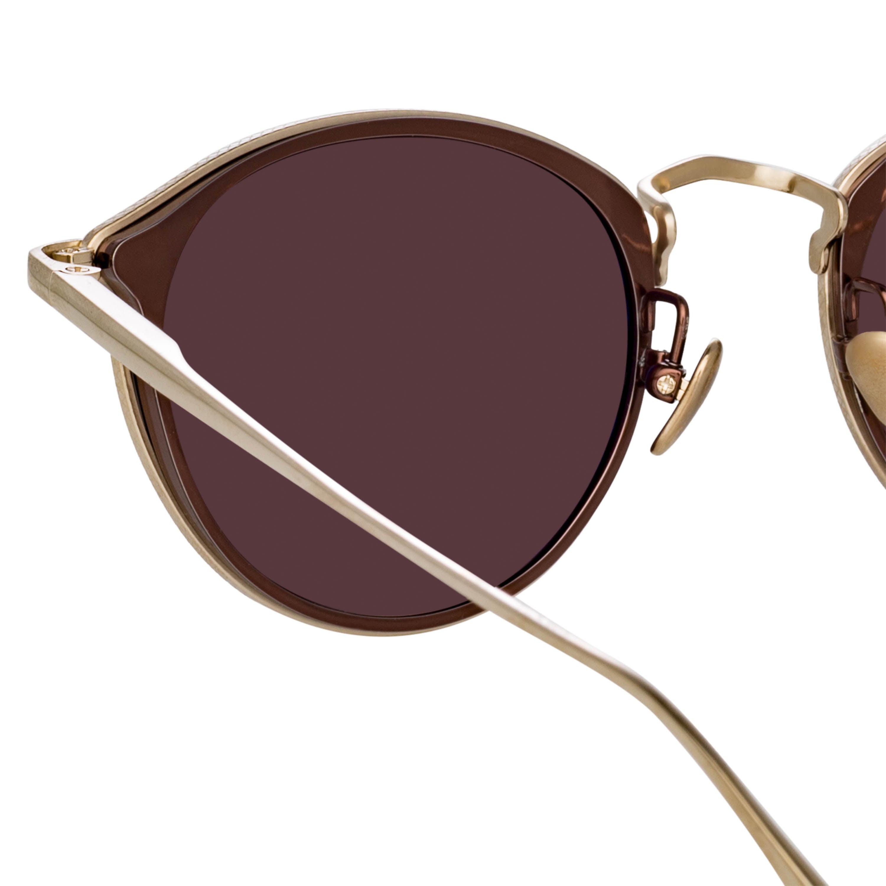 LUIS OVAL SUNGLASSES IN LIGHT GOLD AND BROWN - 5