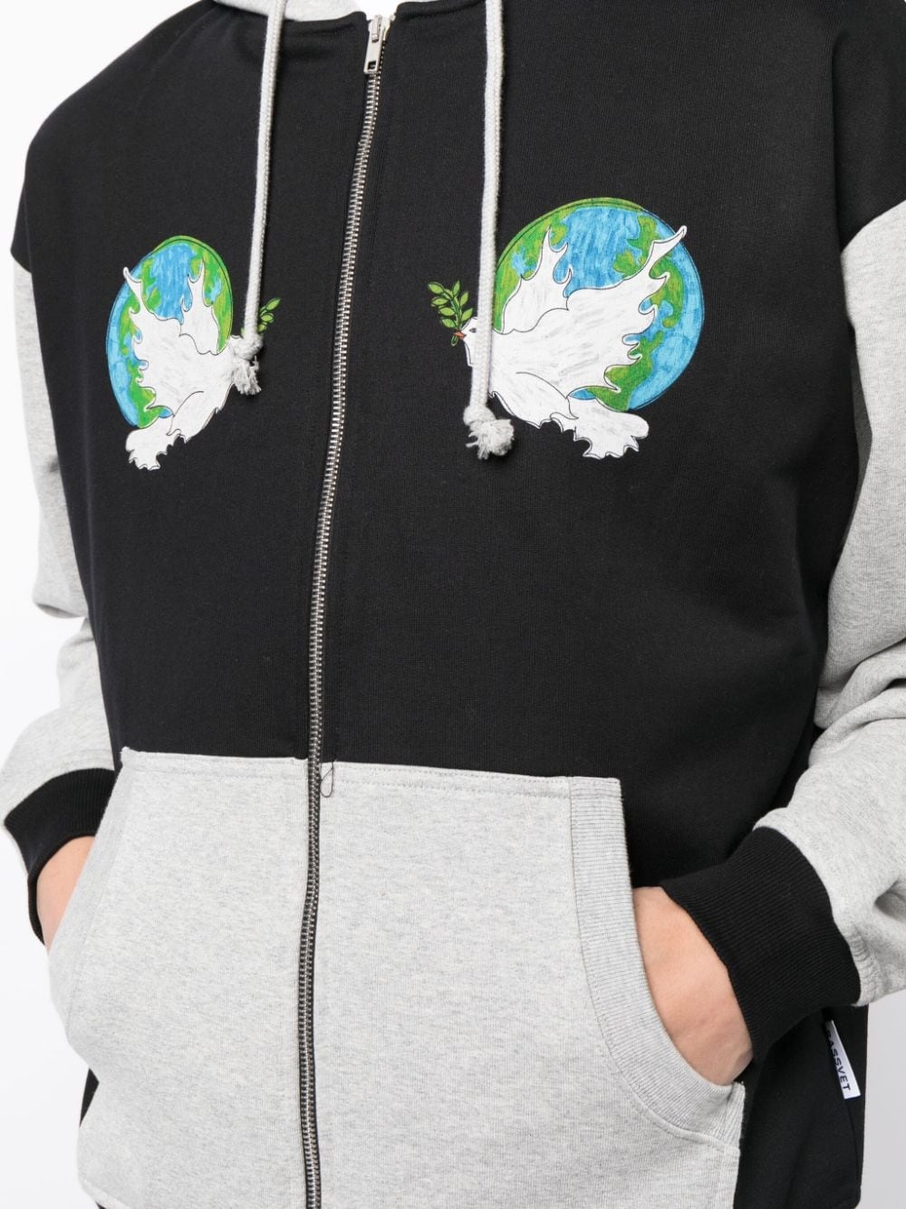appliquÃ©-details colour-block cotton jacket - 5