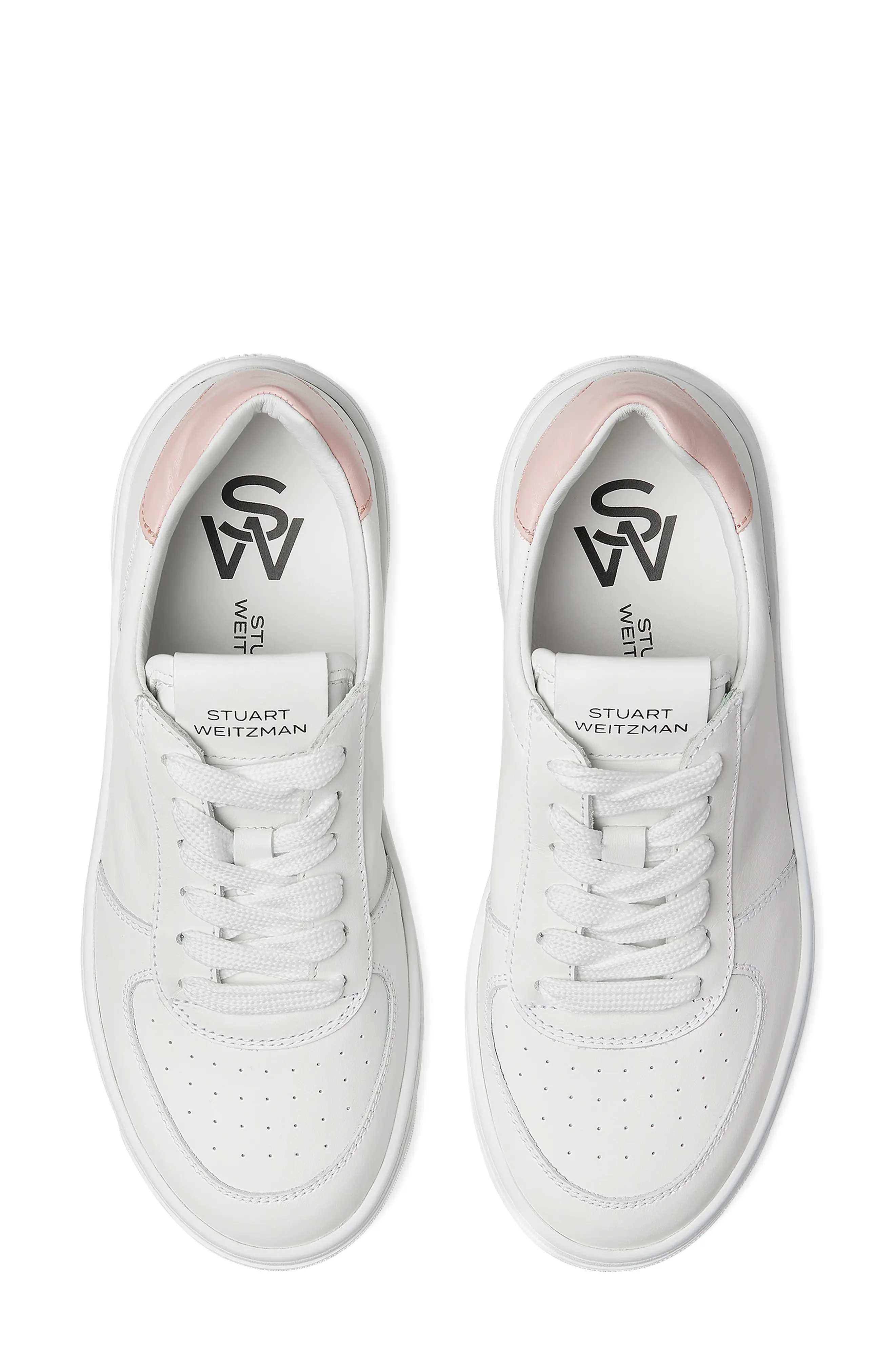 Courtside Sneaker in White/Pink Leather - 3