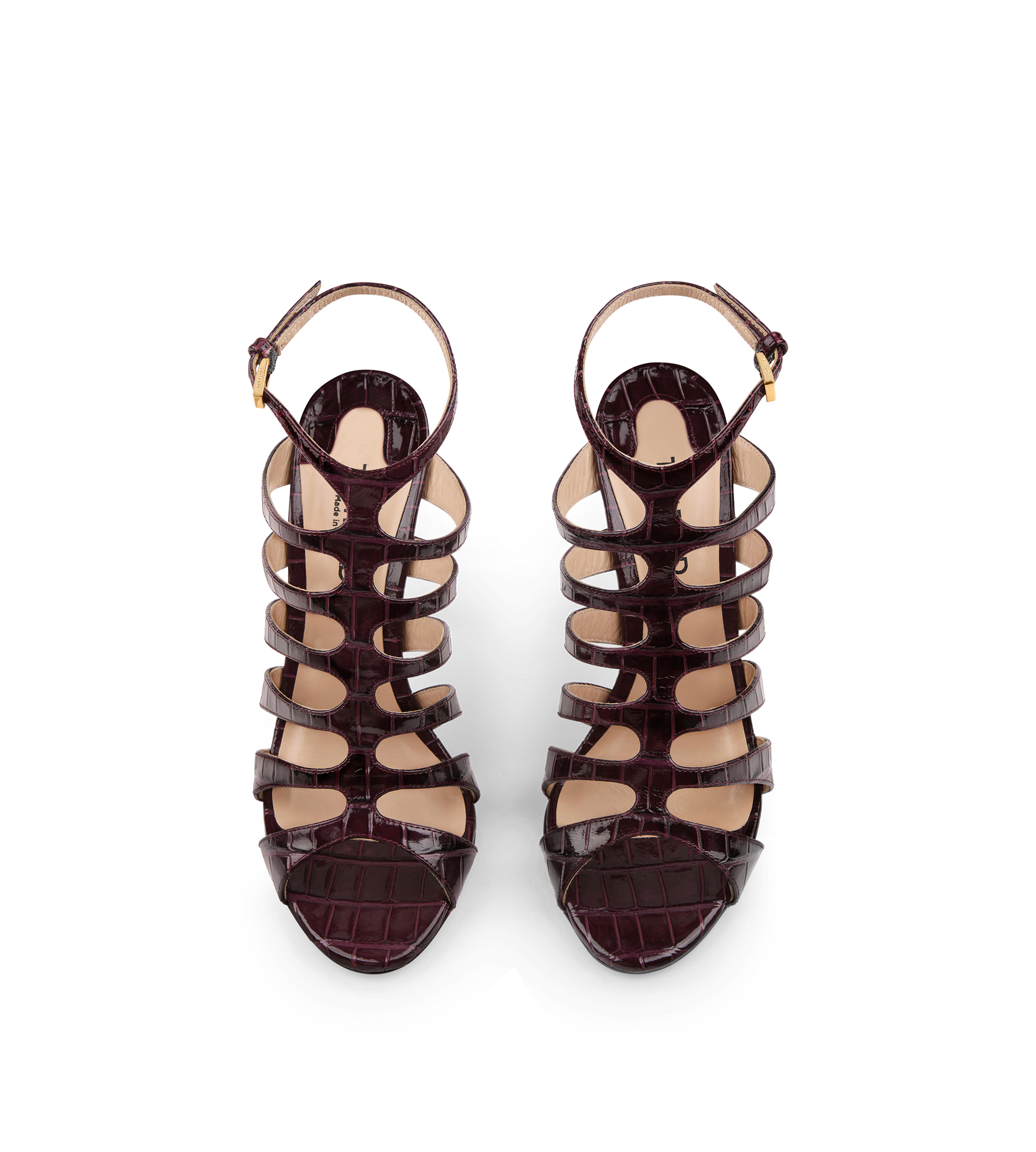 STAMPED CROCODILE LEATHER CARINE SANDAL - 4