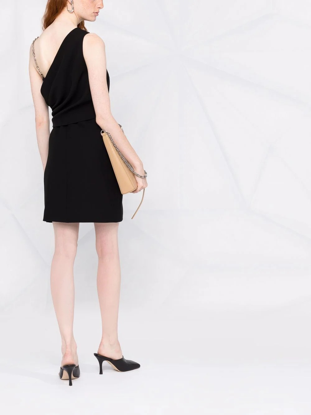 chain-strap asymmetric-neck dress - 6