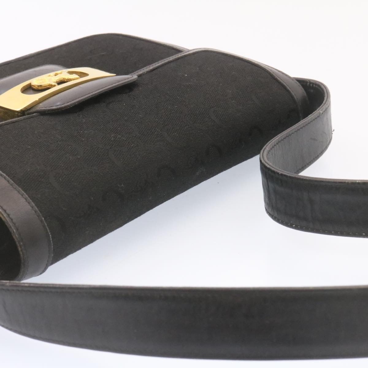 CELINE C Macadam Horse Carriage Shoulder Bag Canvas Black Gold - 5