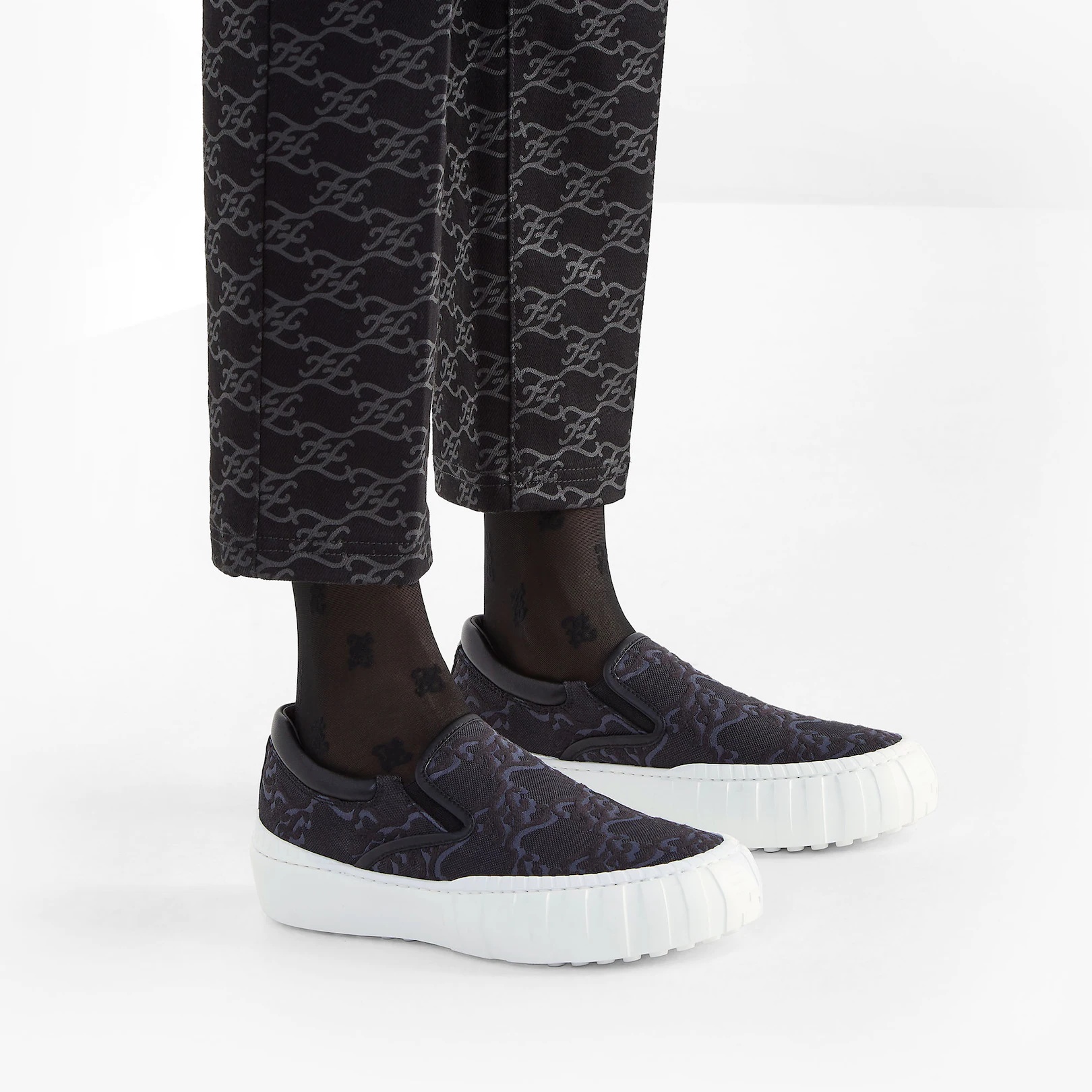 Black fabric sneakers - 5