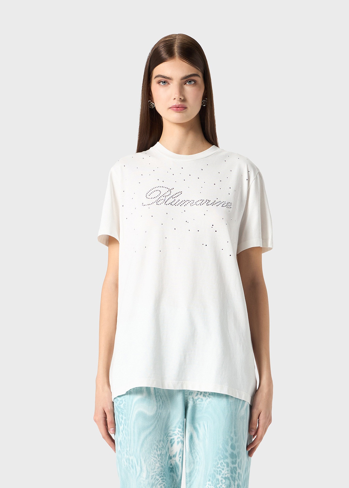 JERSEY T-SHIRT WITH GLASS RHINESTONE LOGO - 3