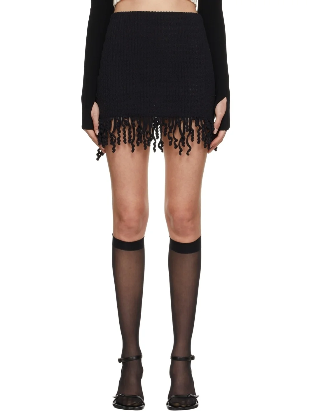 Black Cotton Miniskirt - 1