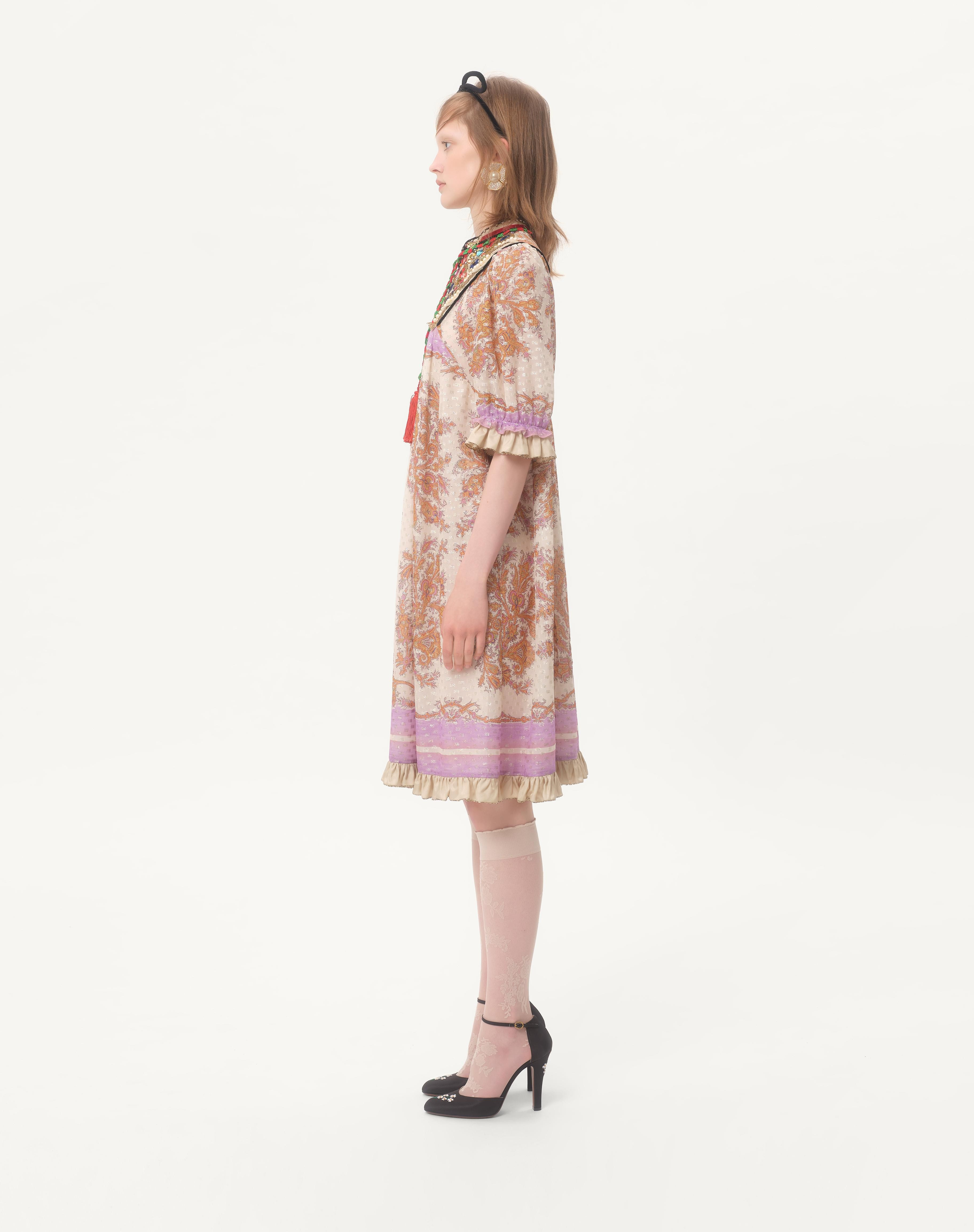 GEORGETTE LUREX DRESS WITH VOYAGE IMAGINAIRE PRINT - 6