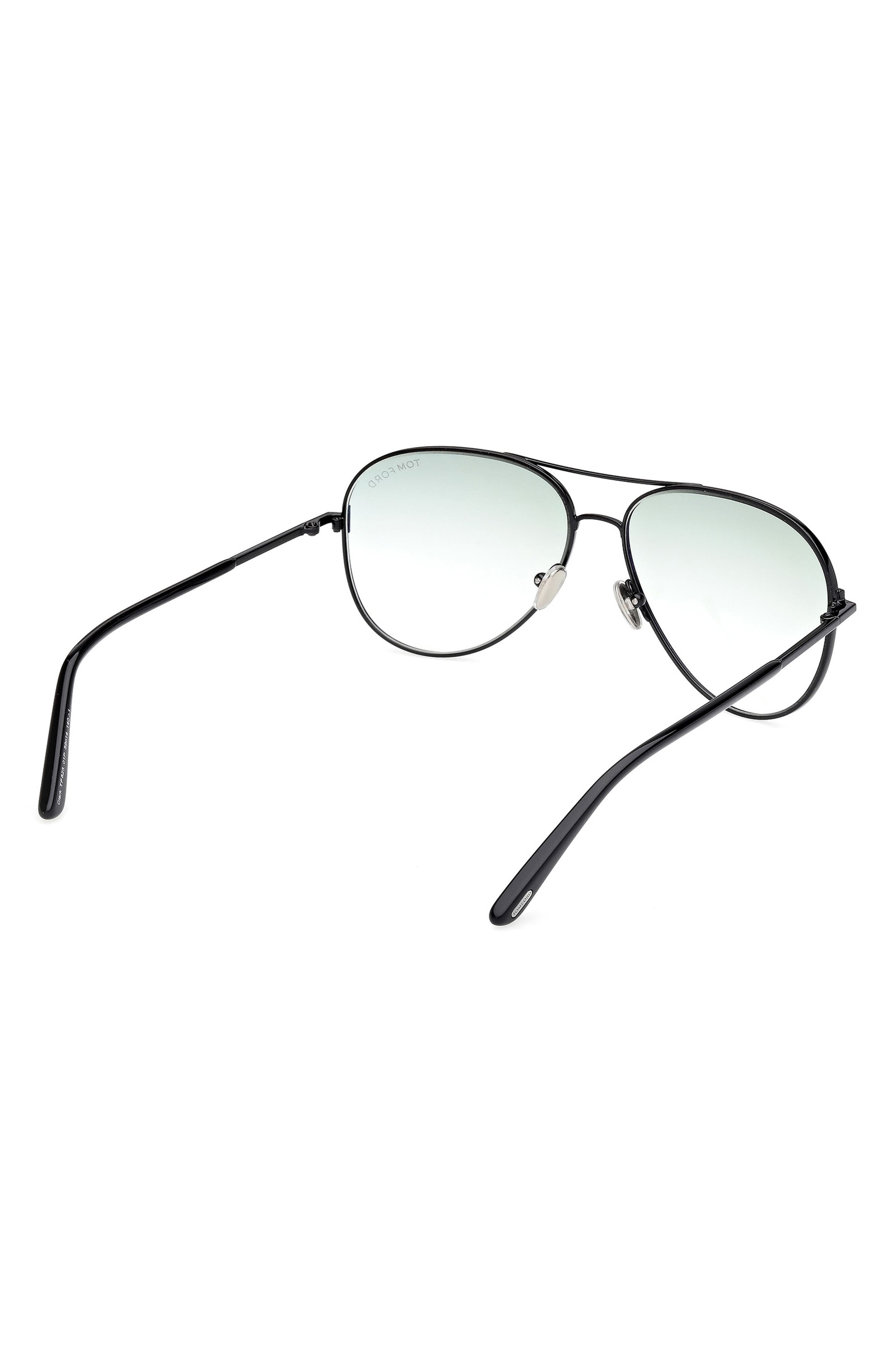 TOM FORD Clark 59mm Gradient Pilot Sunglasses in Shiny Black /Gradient Green at Nordstrom - 8