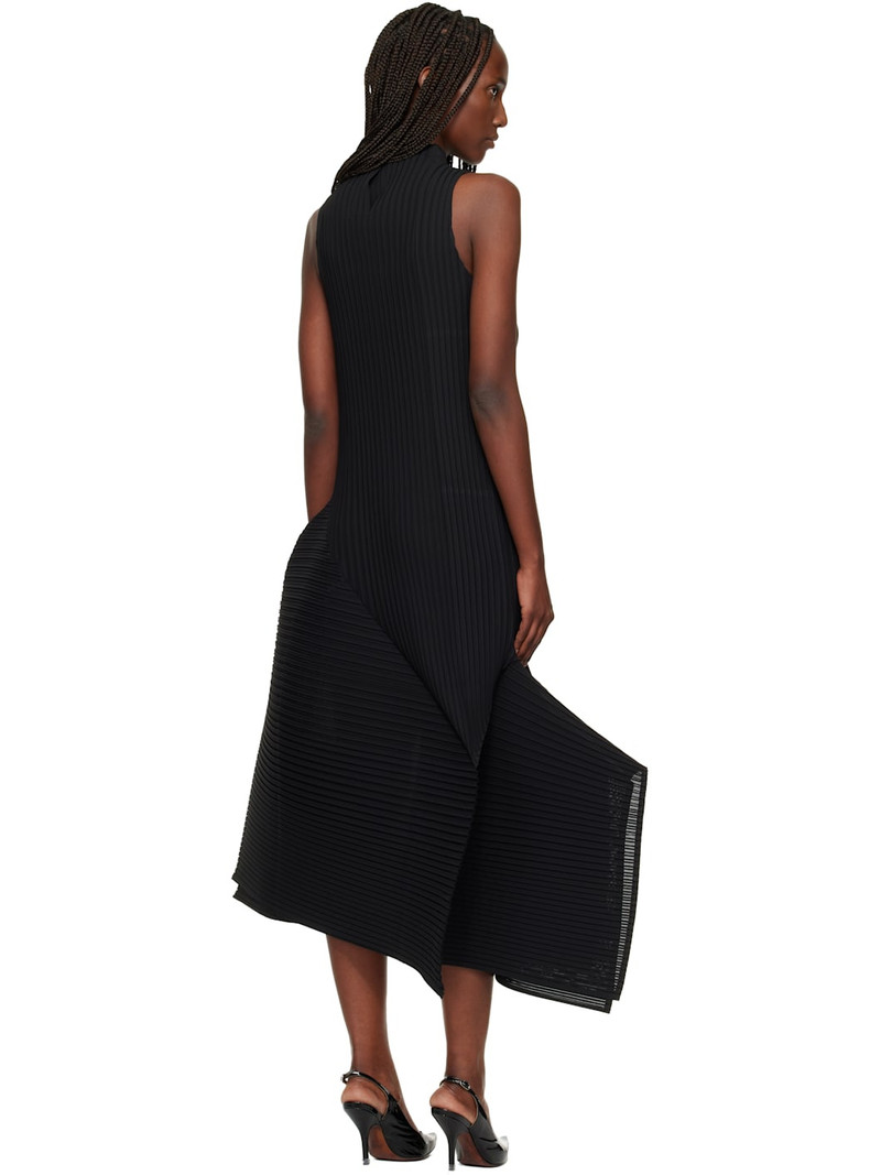 Black Fold Pleats Midi Dress 3