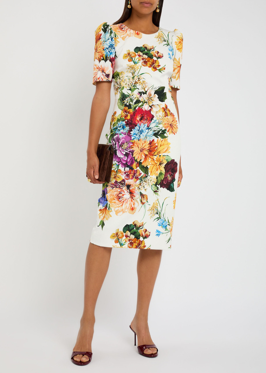 Dolce & Gabbana Floral-print Textured Cotton-blend Midi Dress - 3