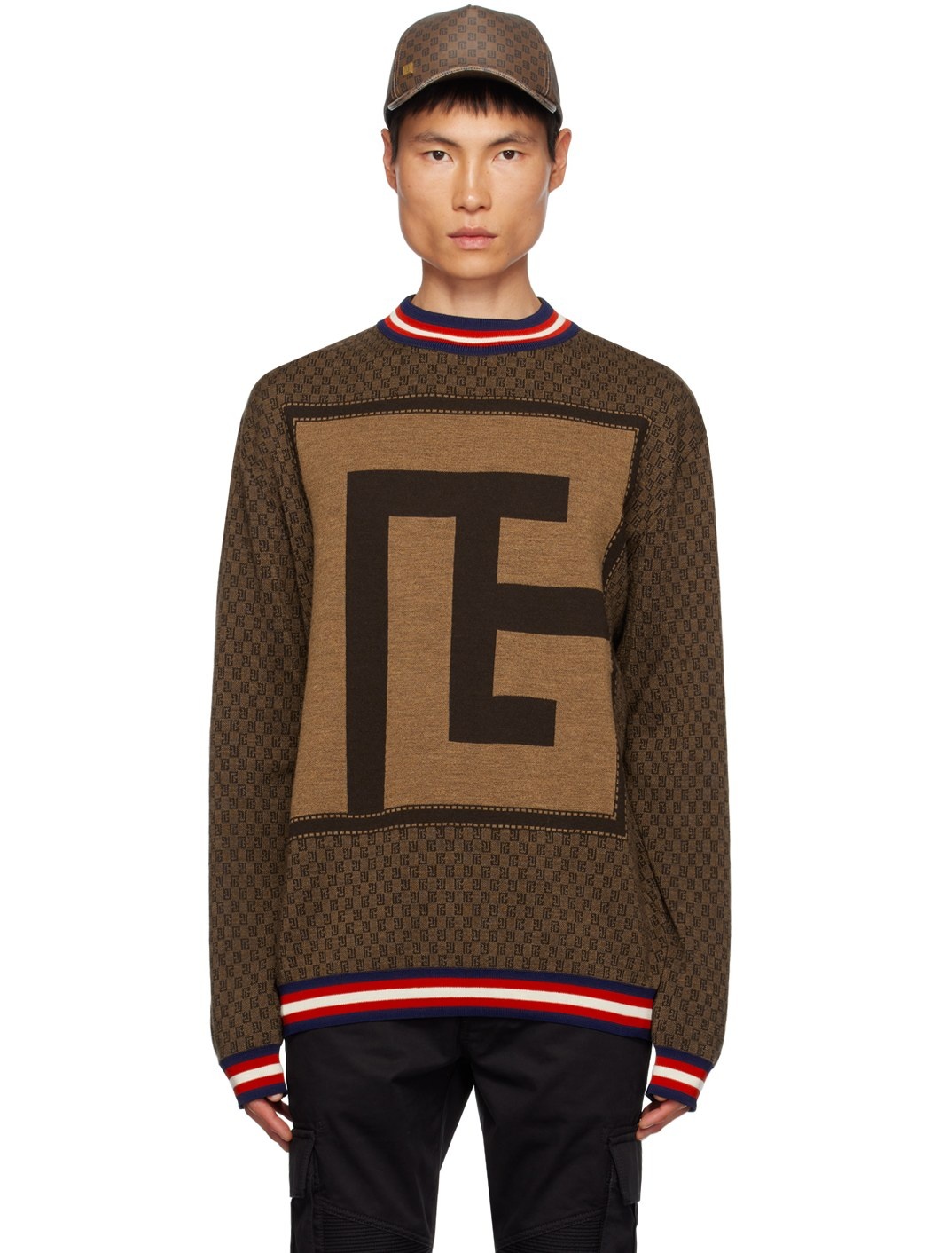 Brown Monogram Sweater - 1